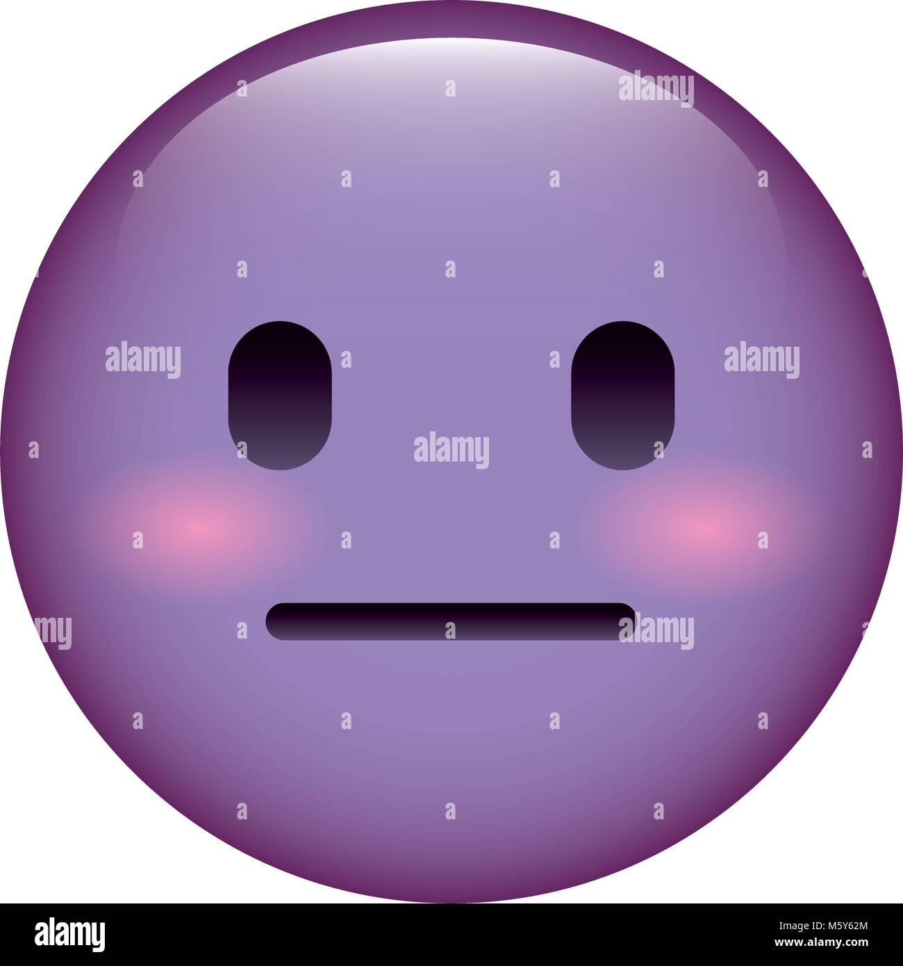 purple emoticon cartoon face speechless Stock Vector