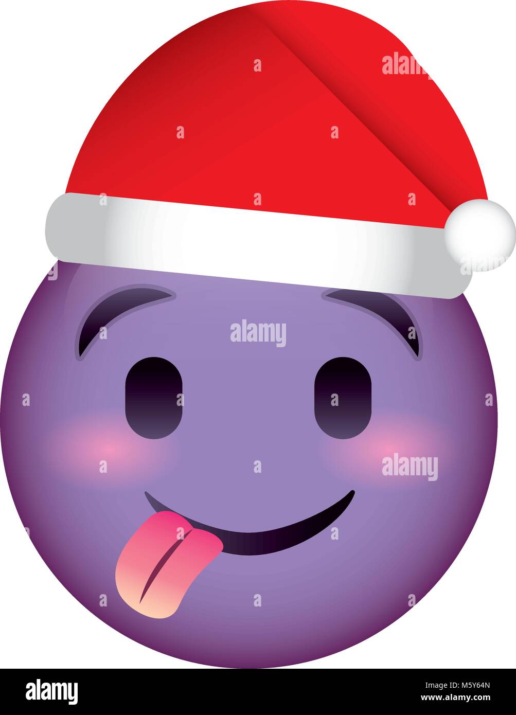 purple emoticon cartoon face with christmas hat Stock Vector Image ...