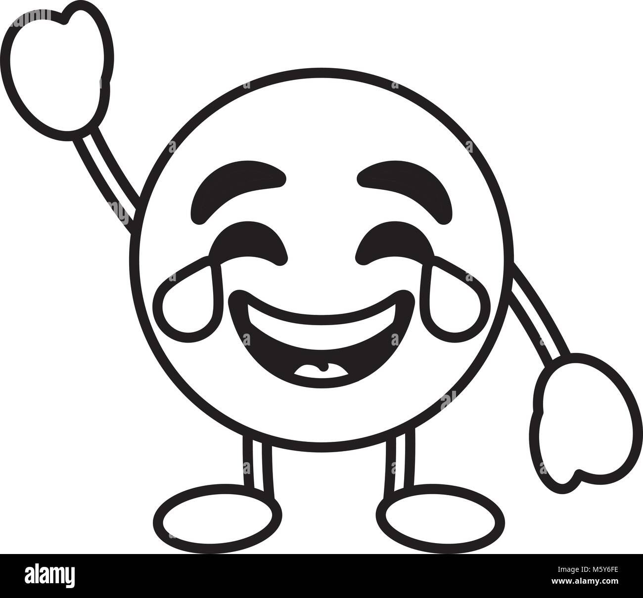 emoticon cartoon face smiling with tears character Stock Vector