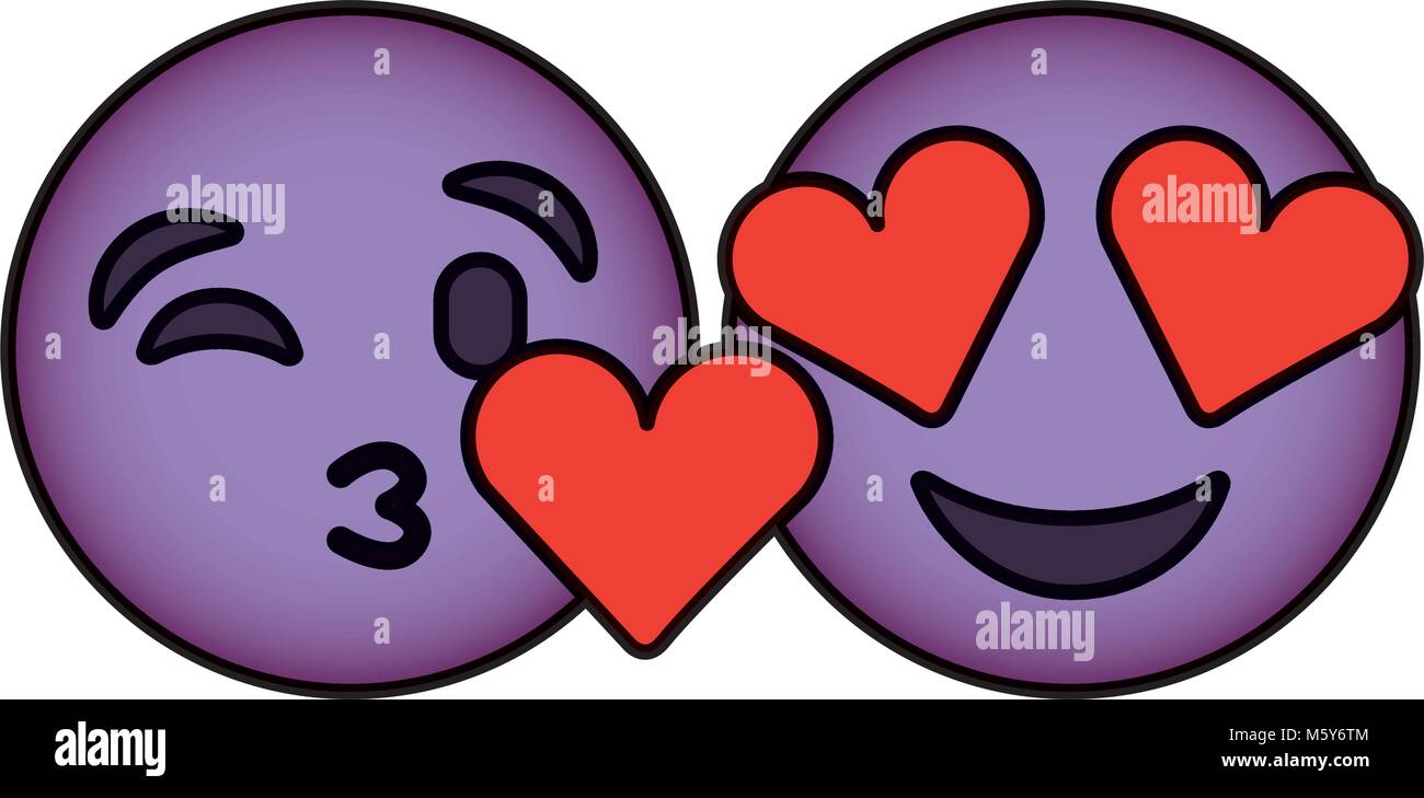 purple faces in love heart eyes and kiss Stock Vector Image & Art - Alamy