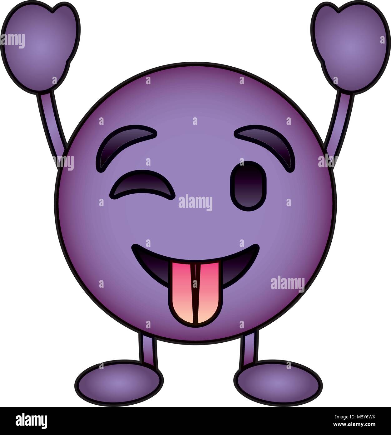 purple emoticon cartoon face tongue out character Stock Vector Image ...