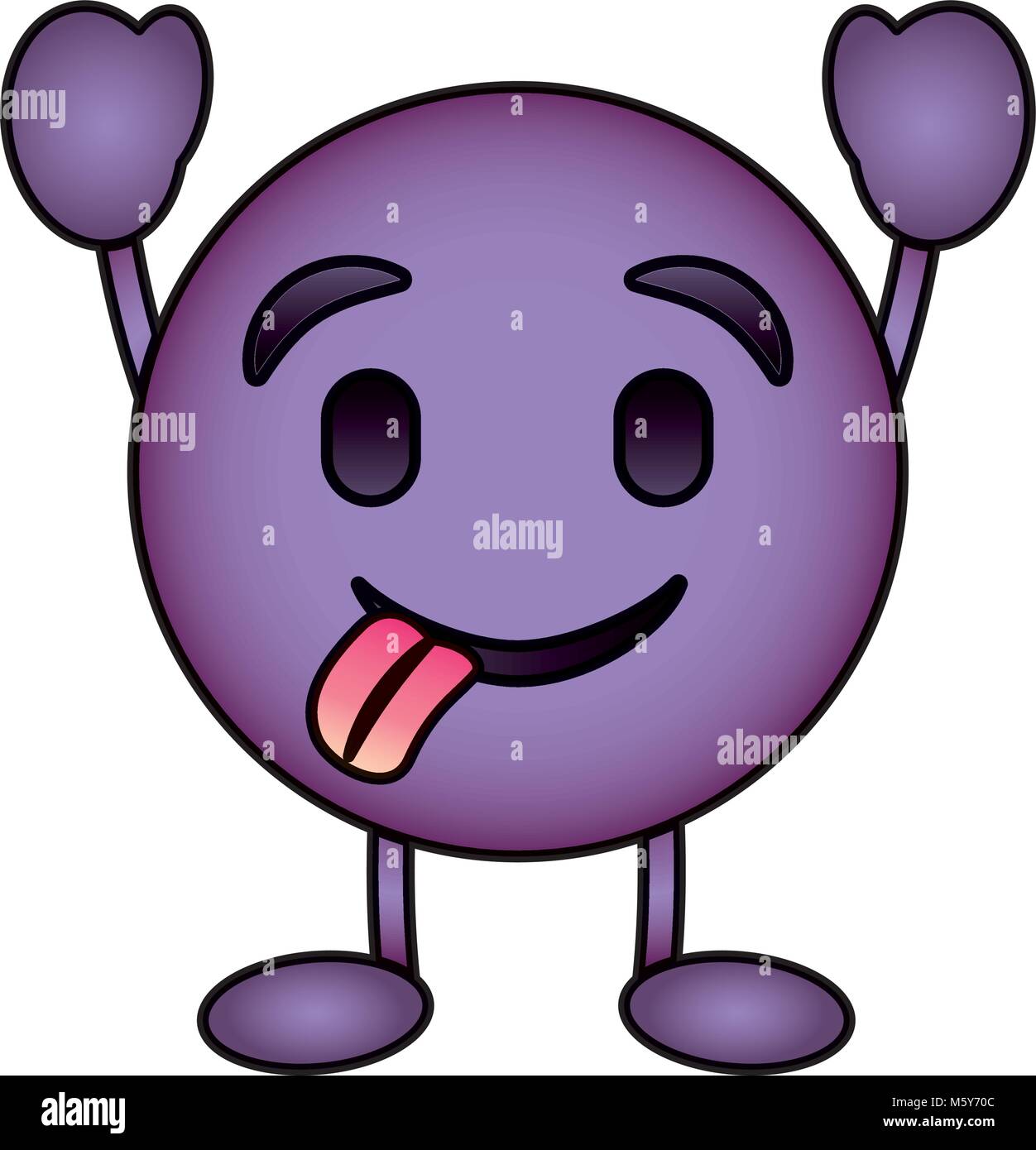 purple emoticon cartoon face tongue out character Stock Vector Image ...