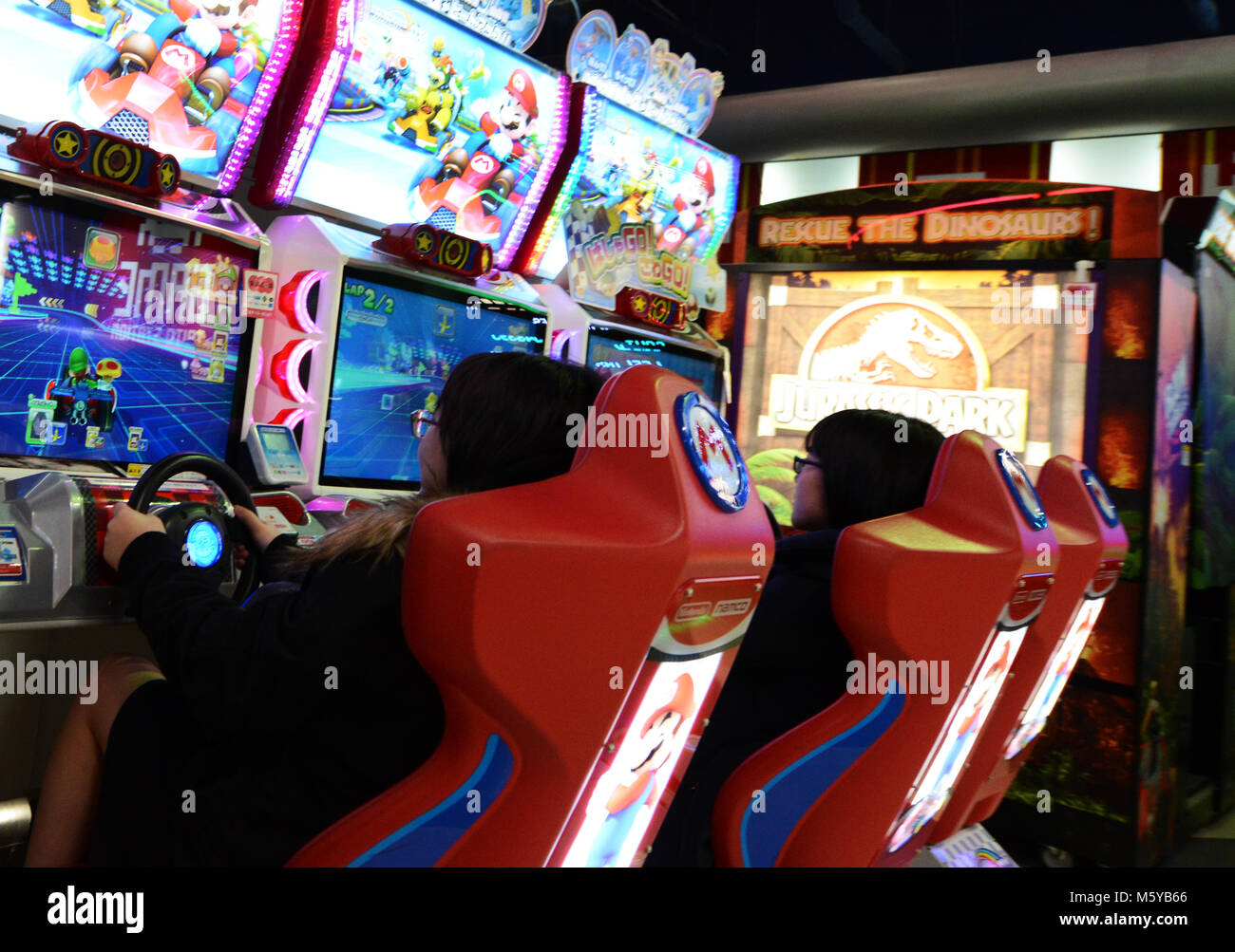 A busy gaming center in the Canal city shopping mall in Fukuoka Stock
