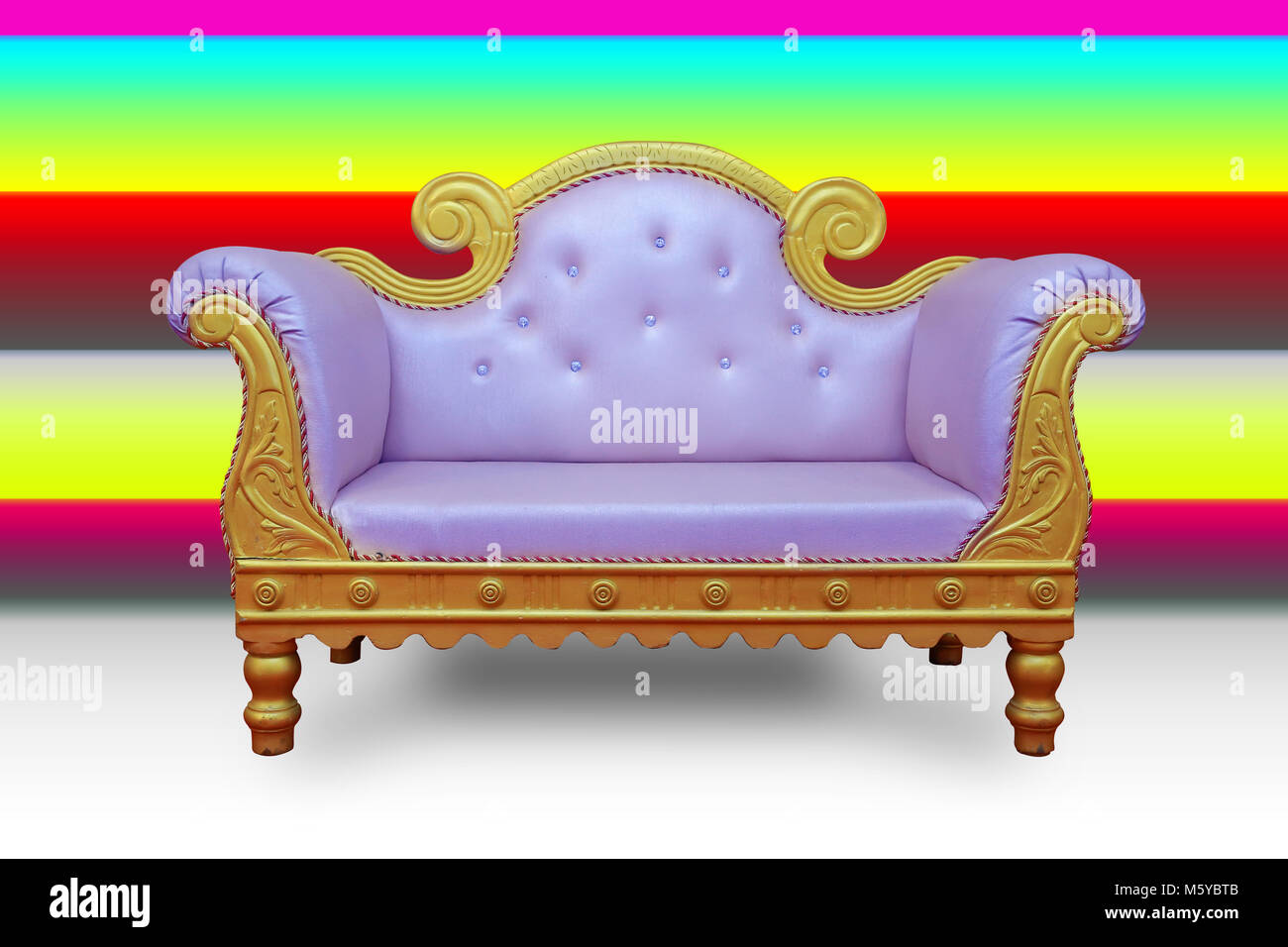 Closeup luxury sofa wedding stage on colorful background Stock Photo - Alamy