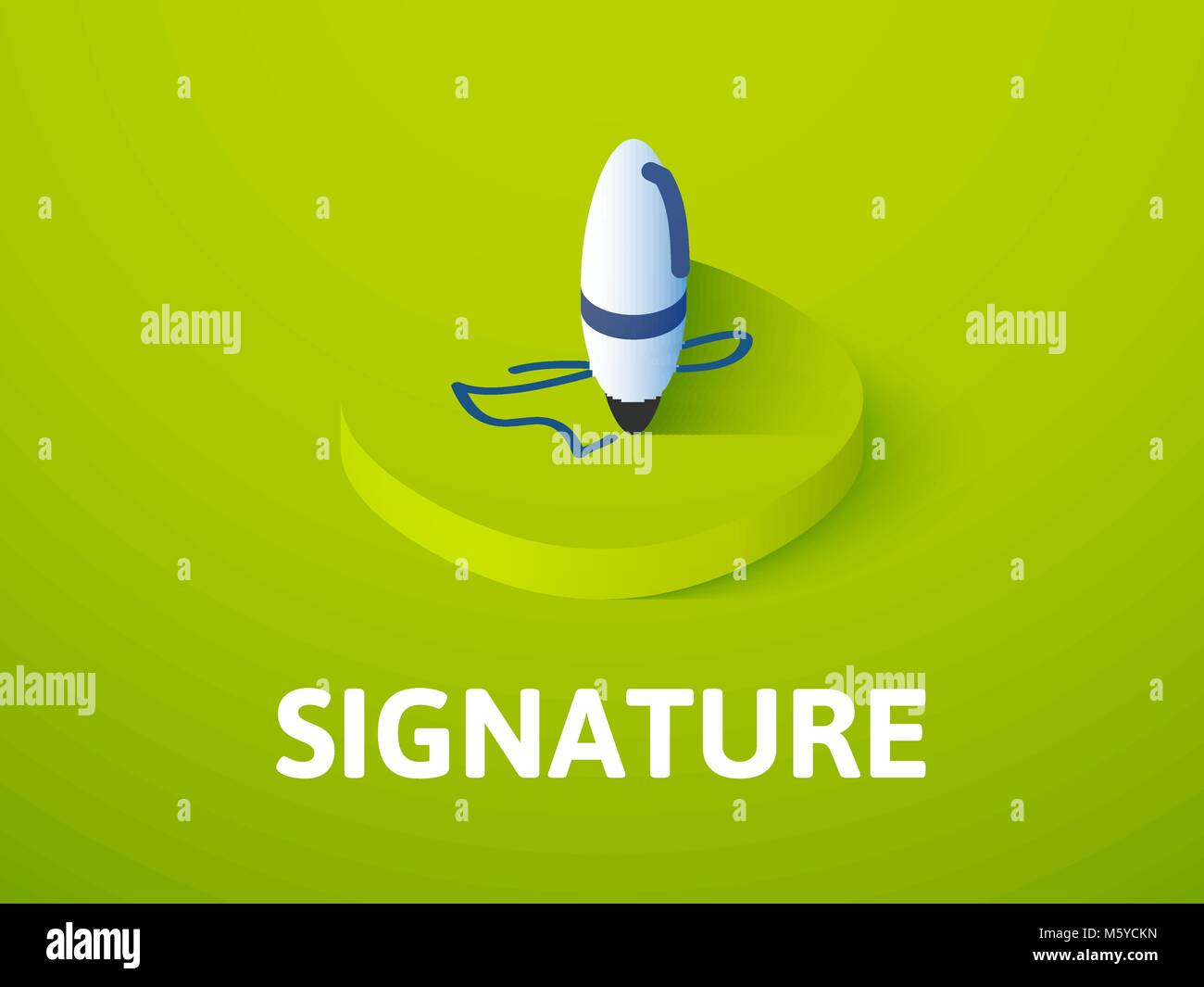 Signature isometric icon, isolated on color background Stock Vector