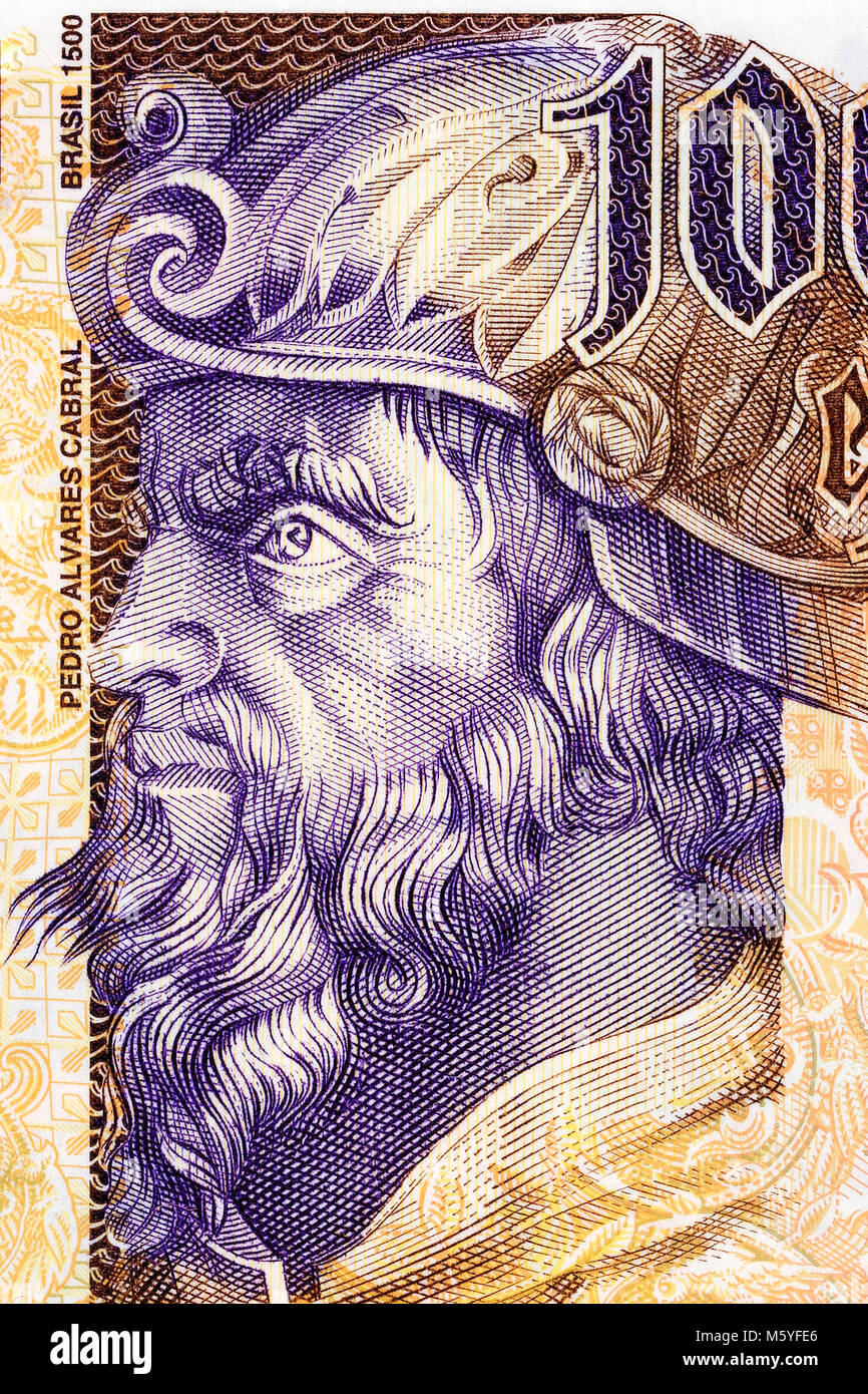 Pedro Alvares Cabral portrait from Portuguese money Stock Photo