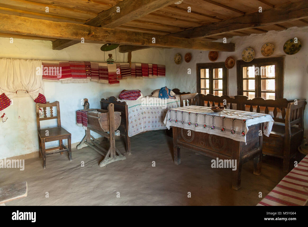 Vintage interior room in the national Museum of rural life in the Ukraine.  Old interior of the Ukrainian hut Stock Photo - Alamy