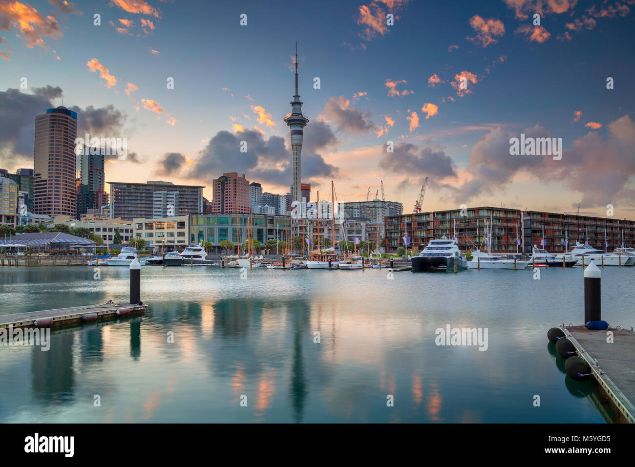 Auckland. Cityscape image of Auckland skyline, New Zealand during sunrise. Stock Photo