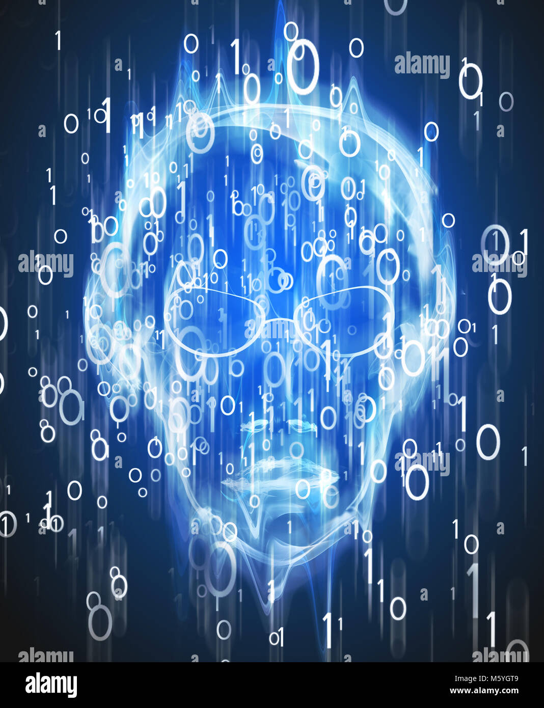 hacker intrusion  with binary code  and human face digital illustration Stock Photo