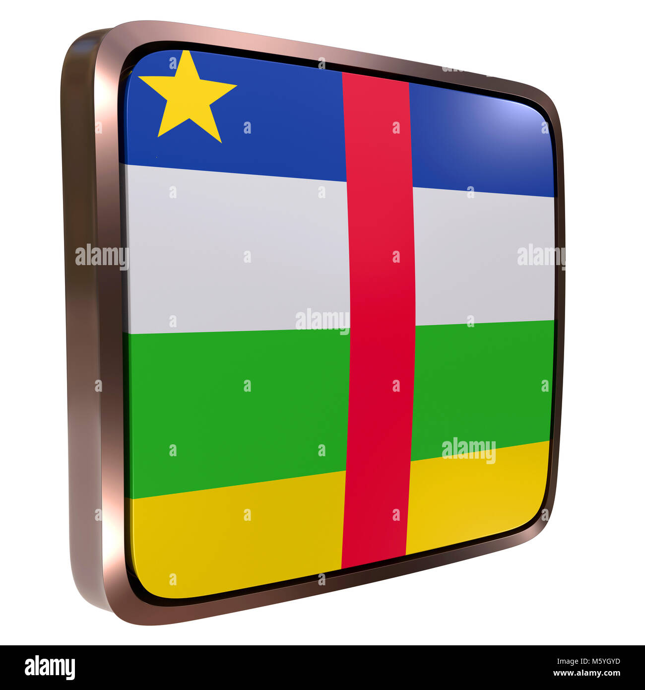 3d rendering of a Central African Republic flag icon with a metallic ...