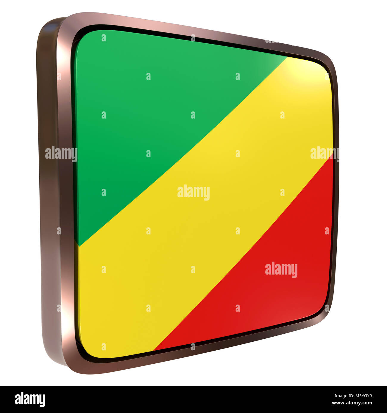 3d rendering of a Republic of Congo flag icon with a metallic frame ...