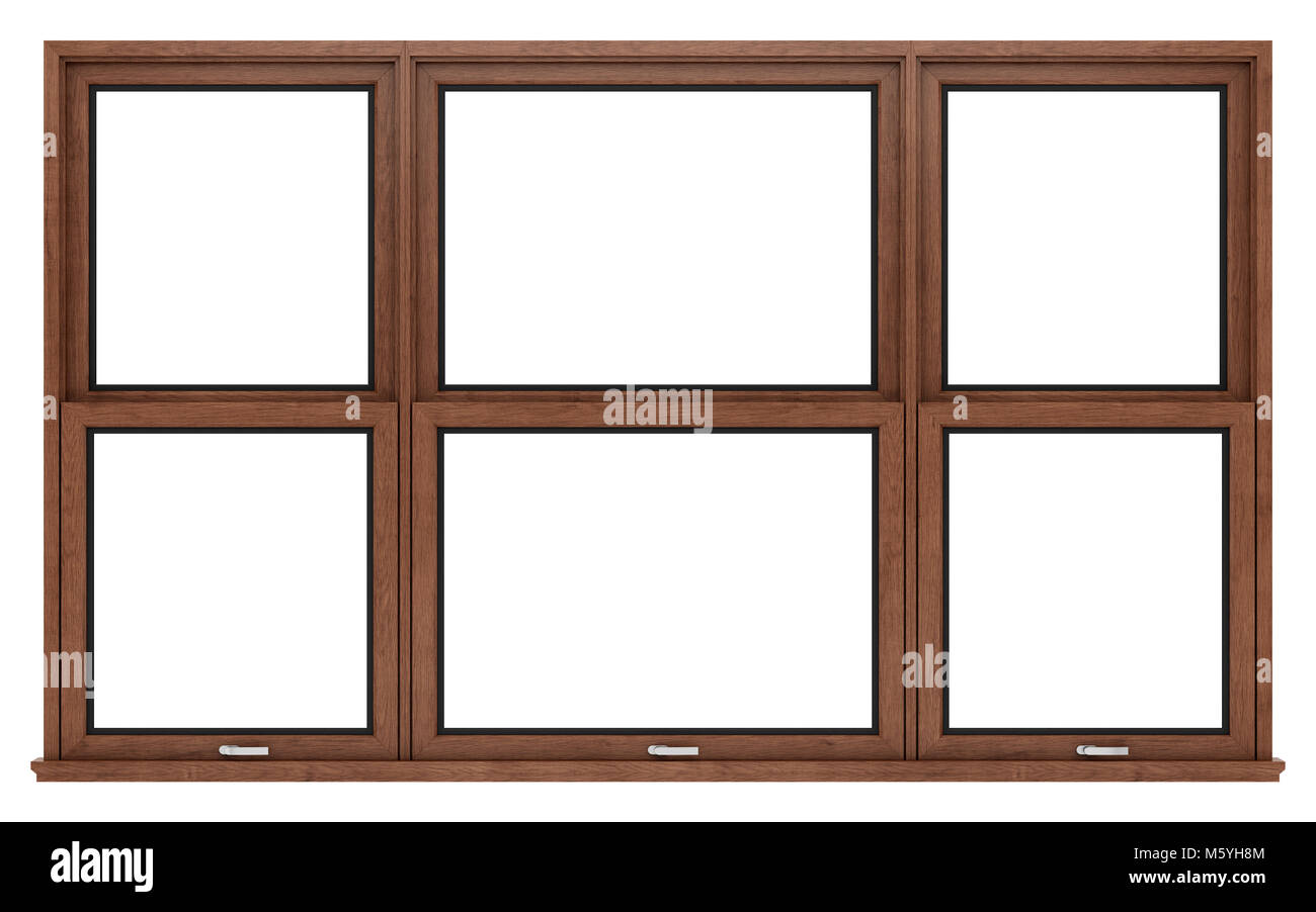 brown wooden window isolated on white background. 3d illustration Stock ...
