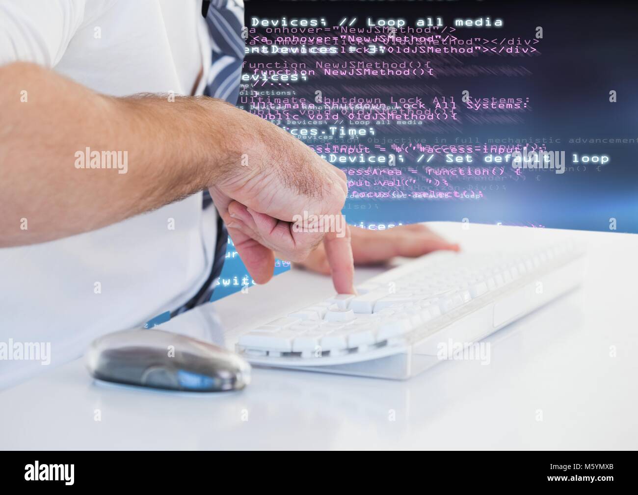 Hand typing coding text Stock Photo - Alamy