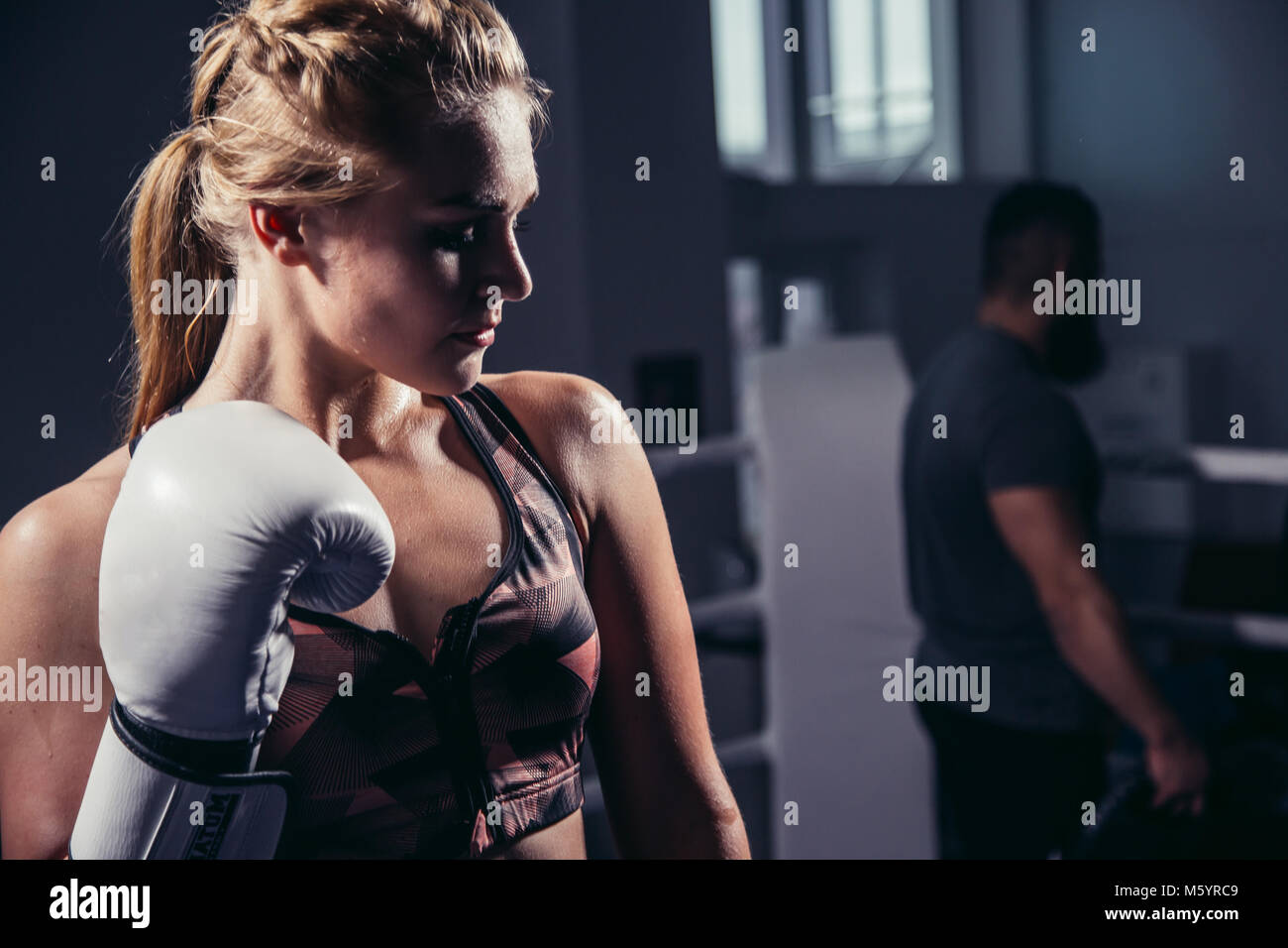 Female Boxing Knockout Punch High Resolution Stock Photography and