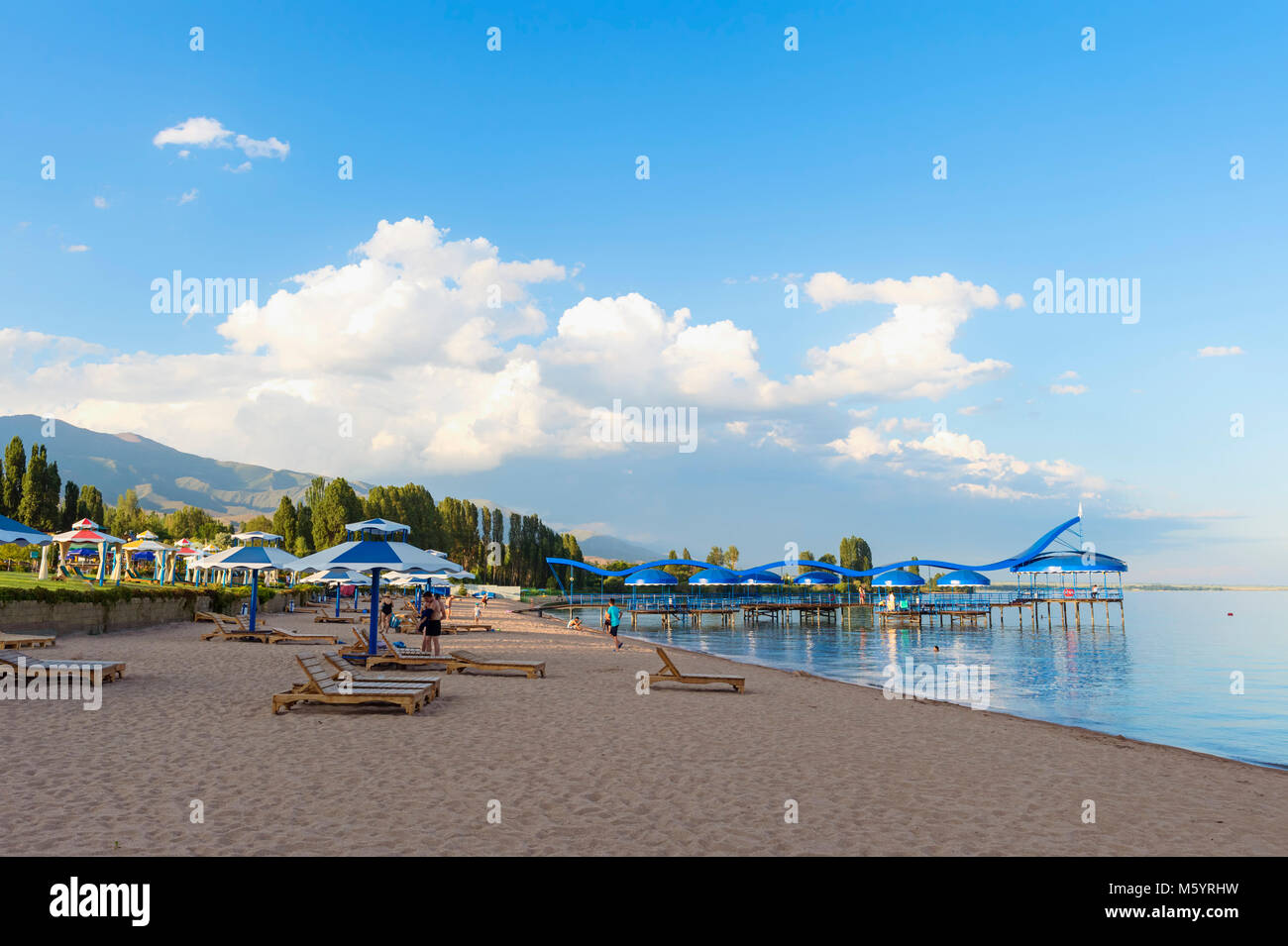 Karven resort beach, Issyk Kul lake, Kyrgyzstan, Central Asia Stock