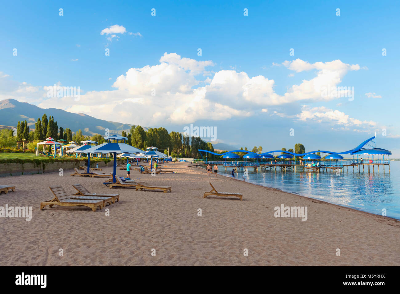 Karven resort beach, Issyk Kul lake, Kyrgyzstan, Central Asia Stock