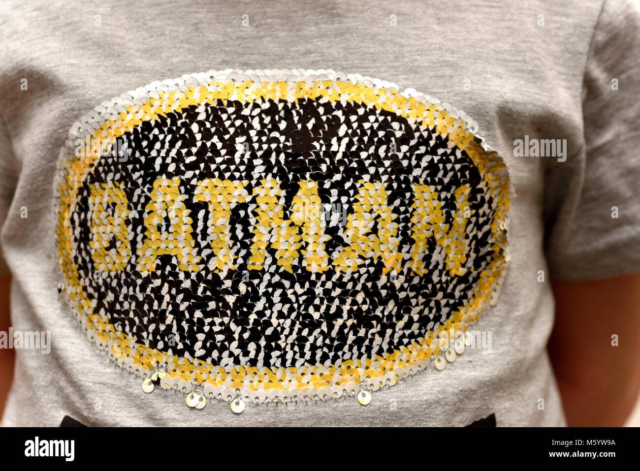 batman t shirt with sequin flip design Stock Photo