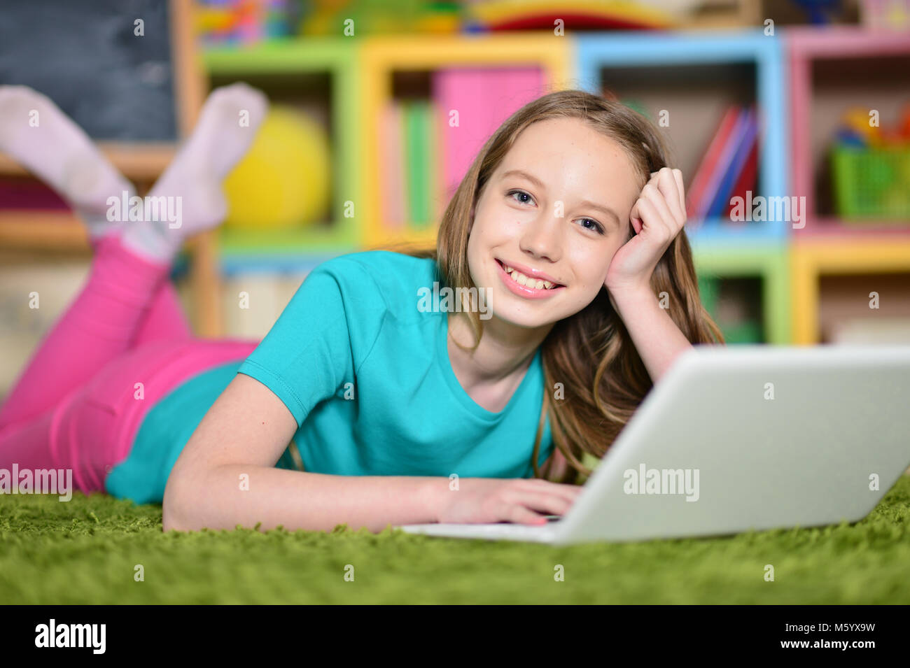 girl using modern laptop Stock Photo - Alamy