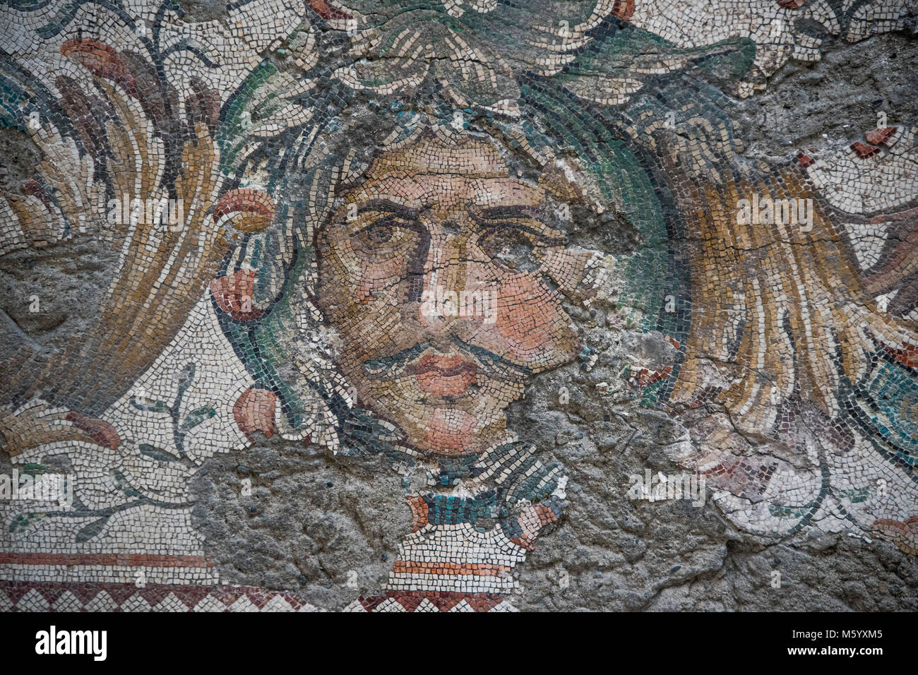 Great Palace Mosaic Museum - This small museum displays a 250 sq m fragment of mosaic pavement that was unearthed in the 1950s behind the Blue Mosque. There are excellent information panels that explain the mosaic floor's recovery and subsequent rescue. Stock Photo