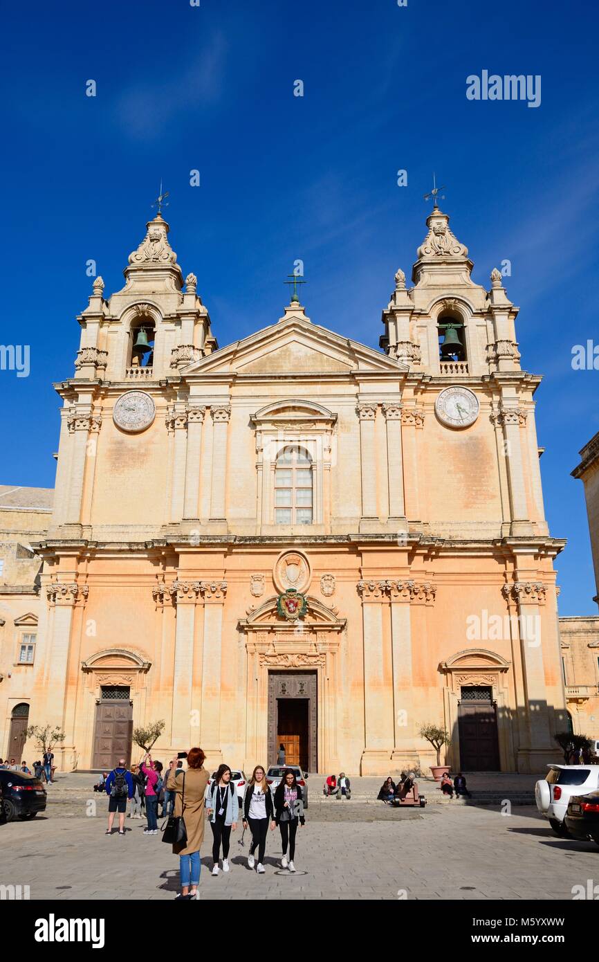 St Pauls Cathedral also known as Mdina Cathedral, Mdina, Malta, Europe ...