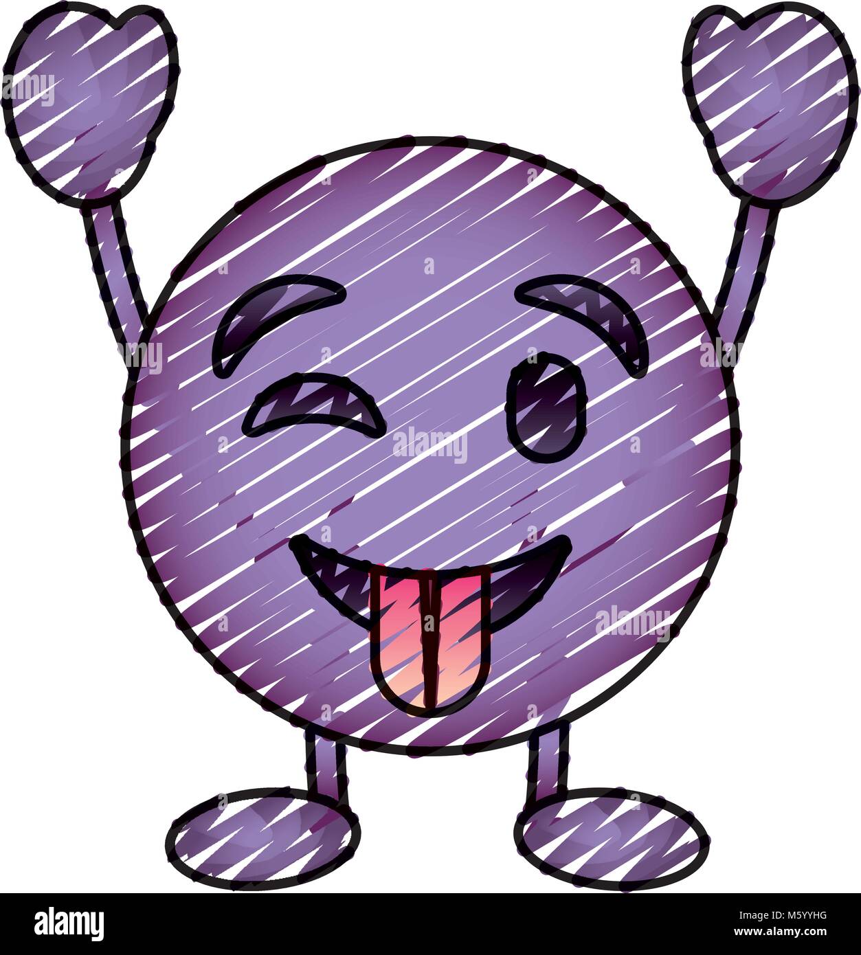 purple emoticon cartoon face tongue out character Stock Vector Image ...