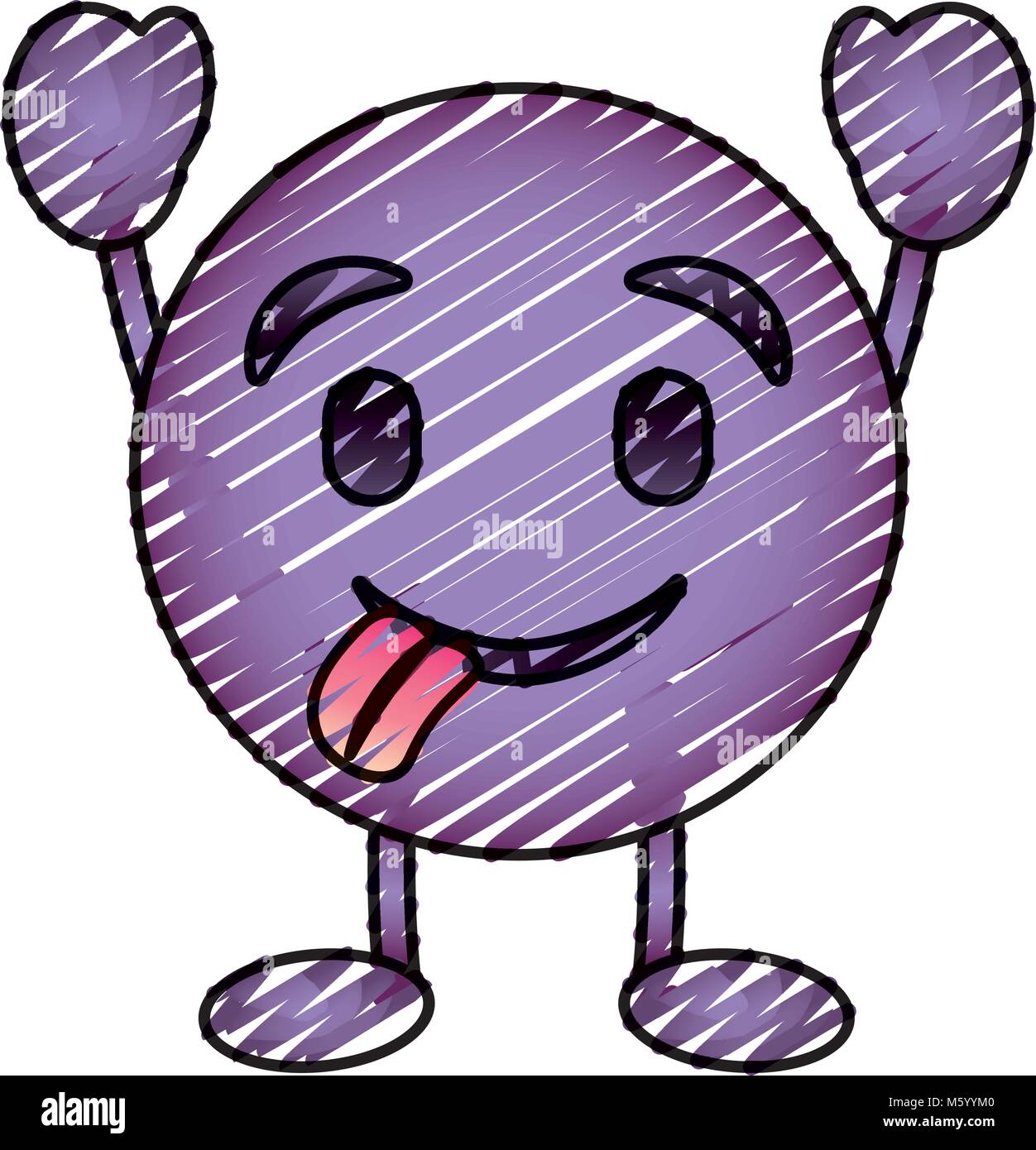 purple emoticon cartoon face tongue out character Stock Vector Image ...