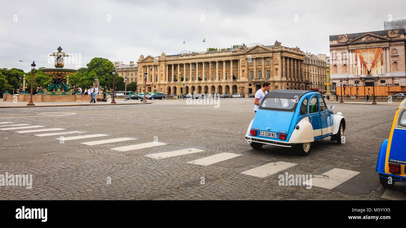 Paris, France - May 08, 2017 : iconic Citroen 2CV for rent at Place du ...