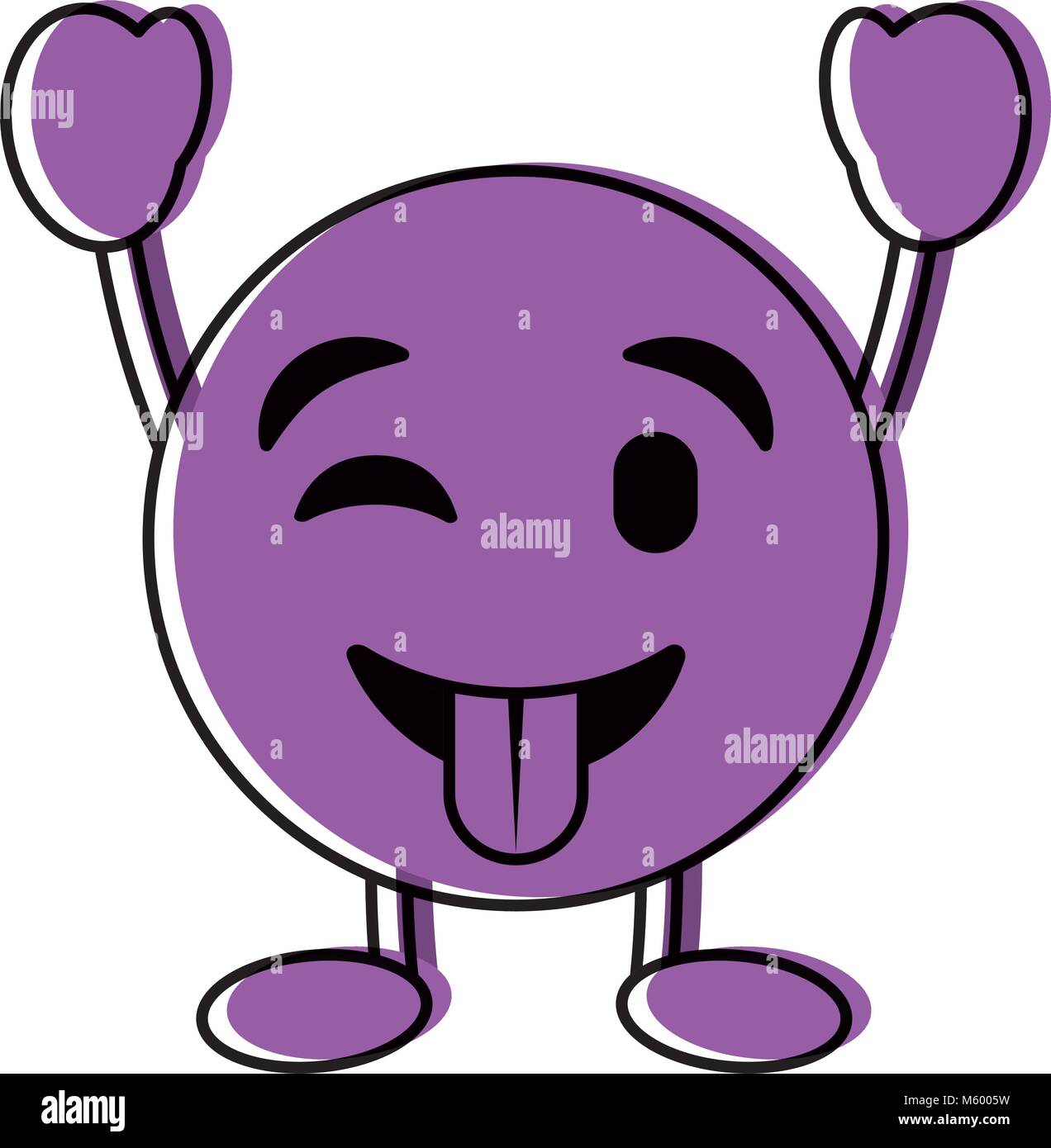 purple emoticon cartoon face tongue out character Stock Vector Image ...