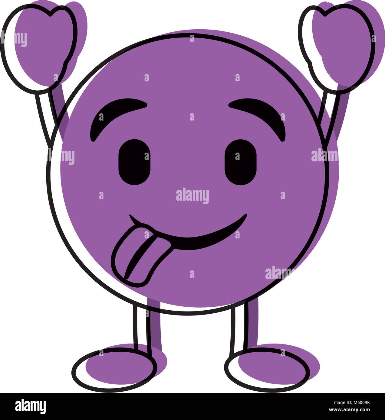 purple emoticon cartoon face tongue out character Stock Vector Image ...