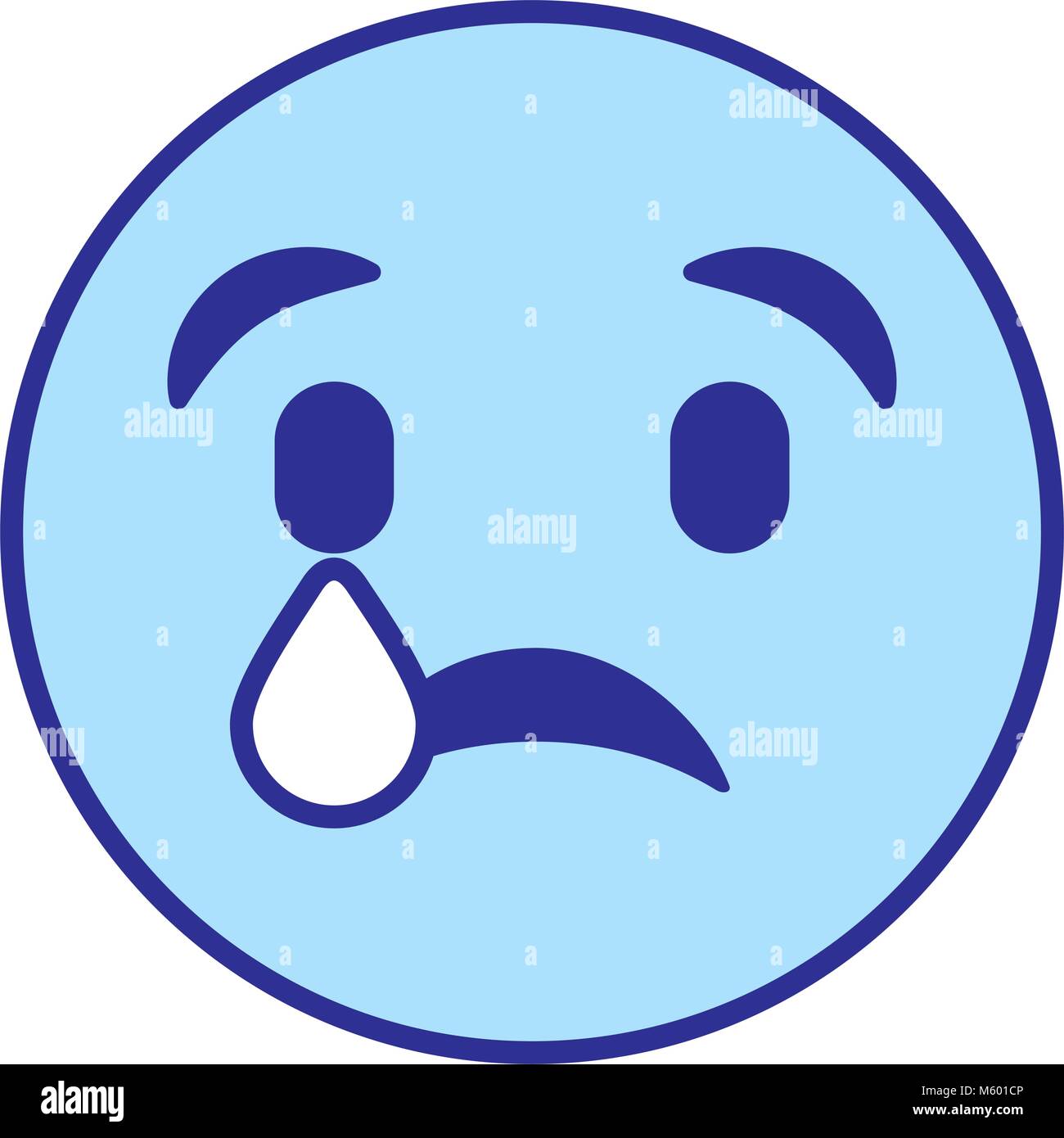 cute smile emoticon sad tear blue Stock Vector Image & Art - Alamy