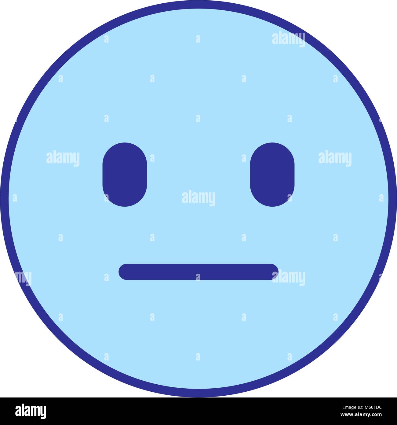 emoticon cartoon face speechless blue Stock Vector