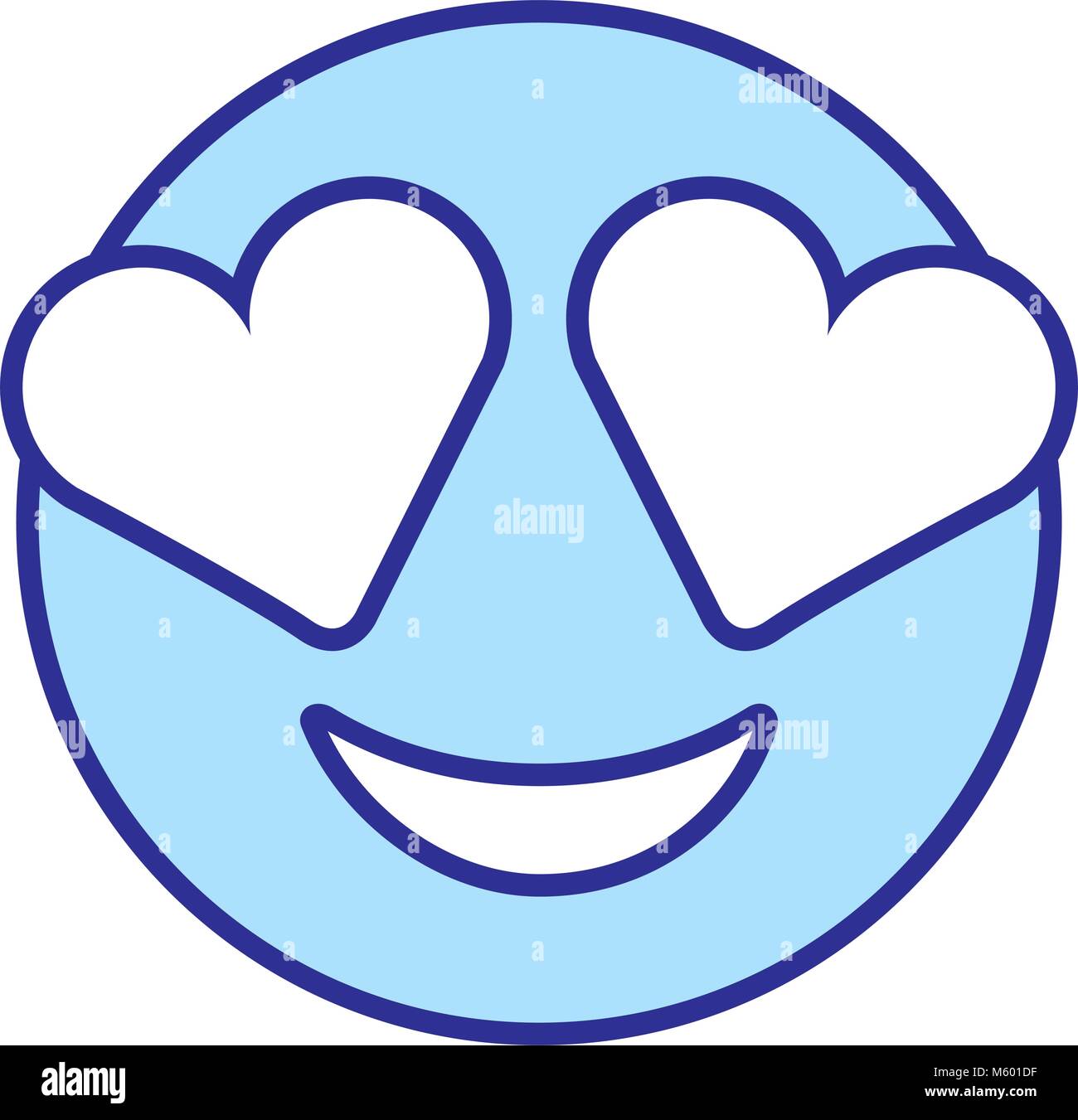 Emoticon Cartoon Face In Love Blue Stock Vector Image & Art - Alamy