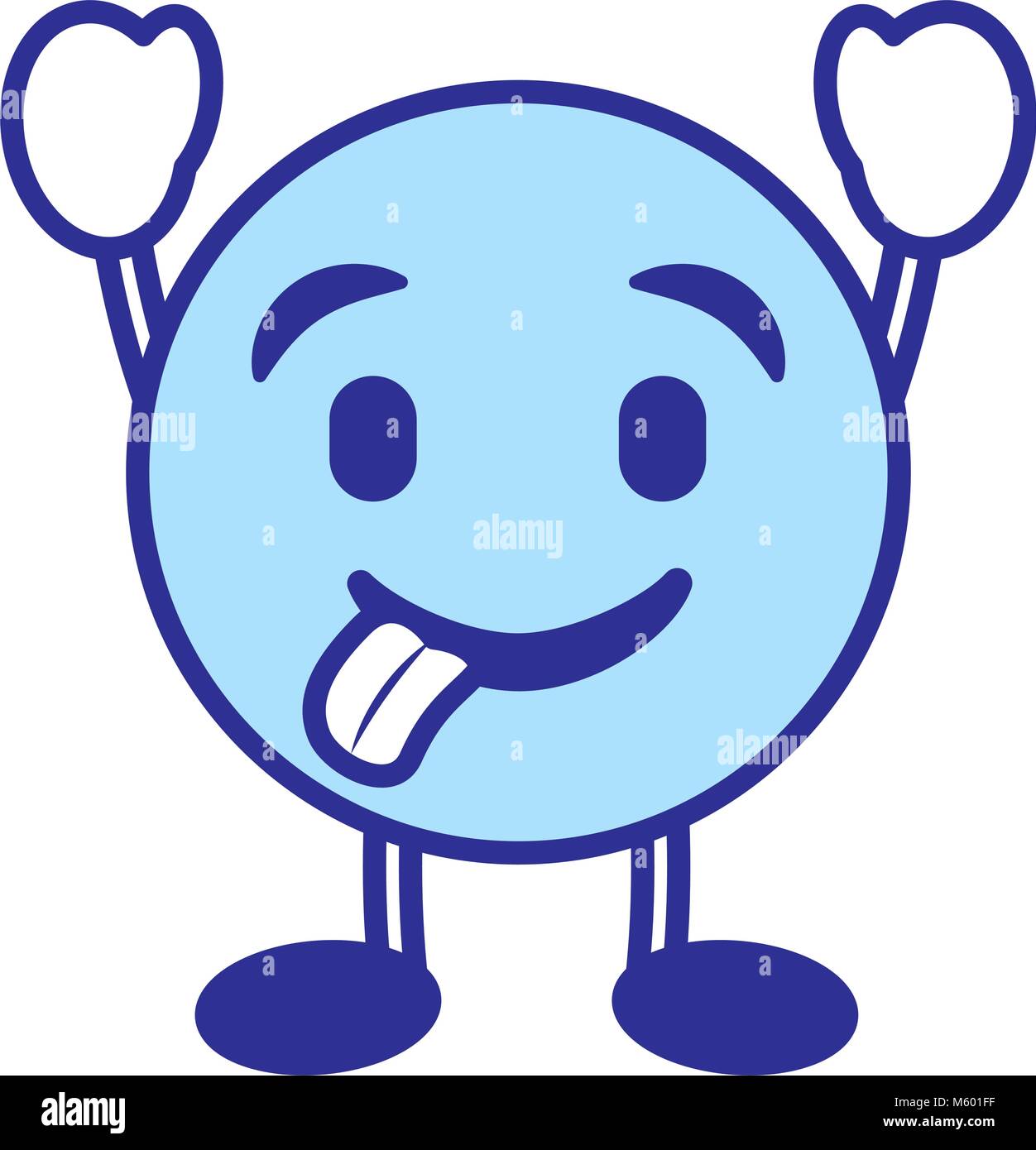 emoticon cartoon face tongue out character blue Stock Vector Image ...
