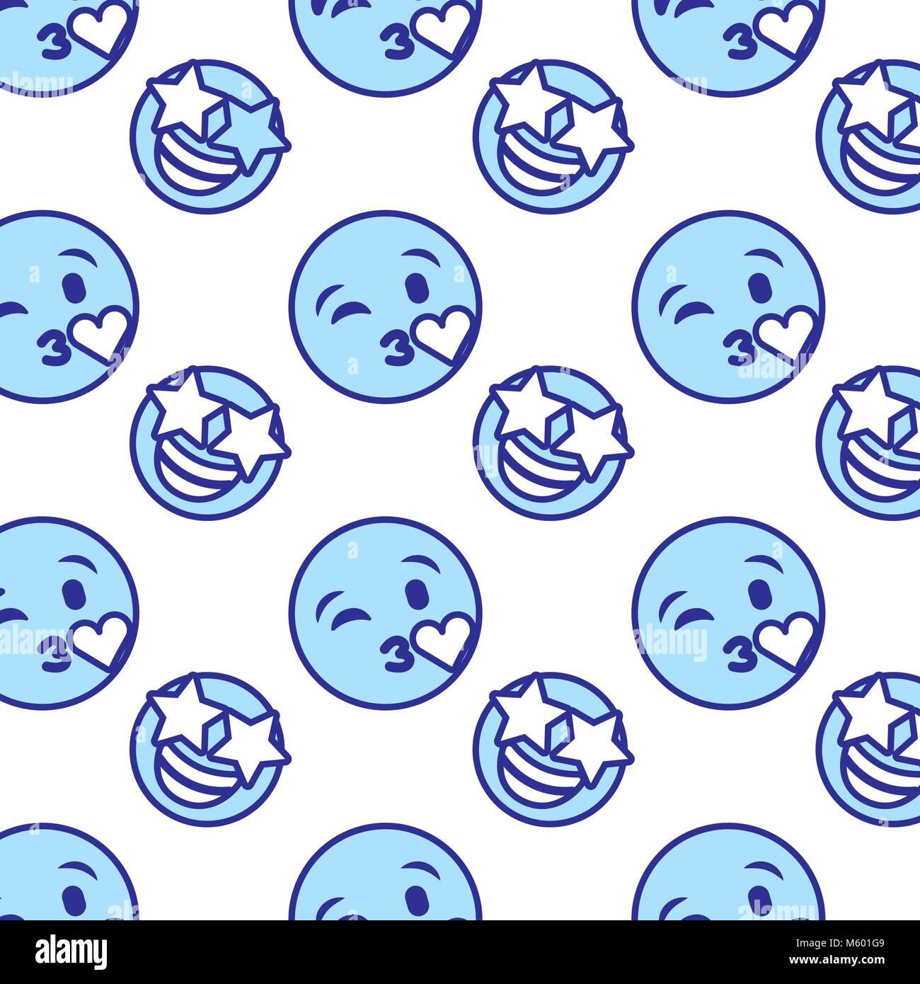 Smile Emoticon Emoji Faces Kiss Star Happy Pattern Blue Stock Vector Image Art Alamy Smile Emoticon Emoji Faces Kiss Star Happy Pattern Blue Stock Vector Image Art Alamy