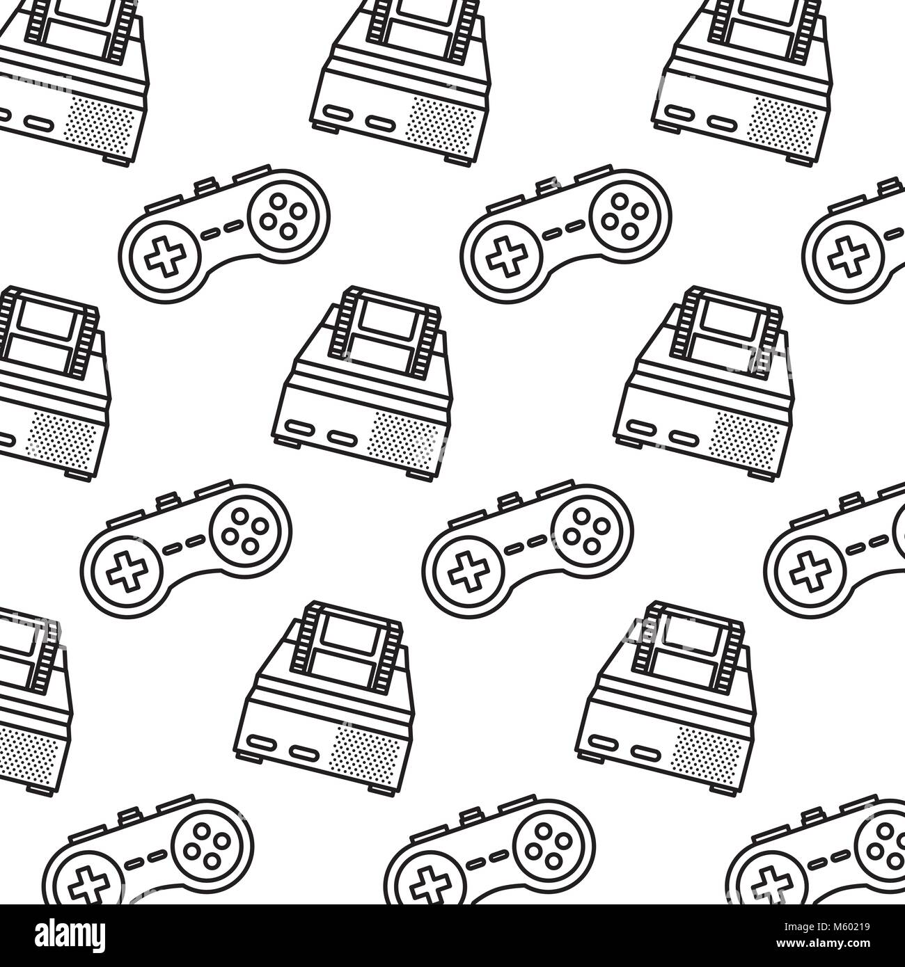 retro video game console and gamepad pattern Stock Vector Image & Art ...