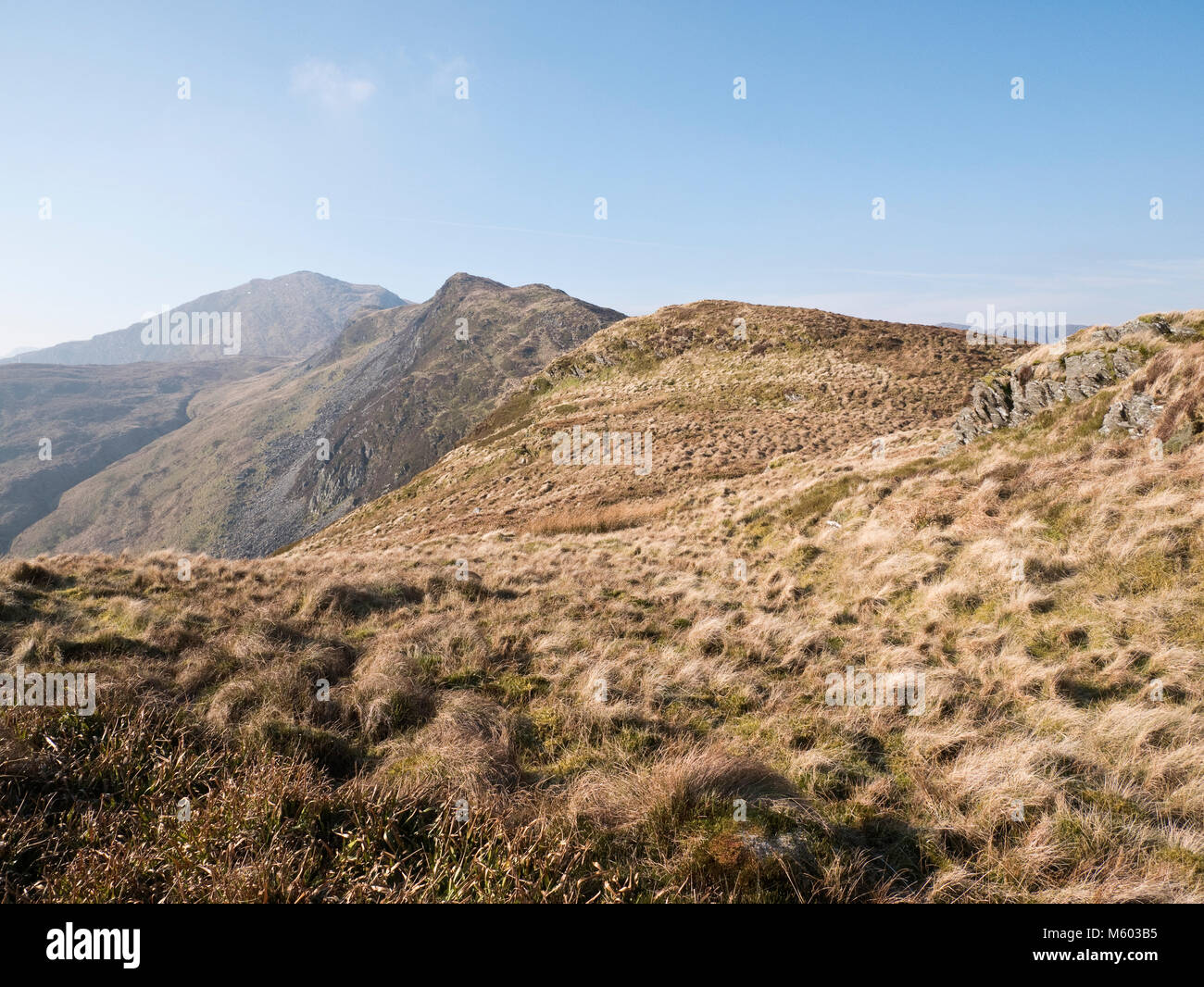 Grassy ridge running from the Crimea Pass (Bwlch y Gorddinon) up to the