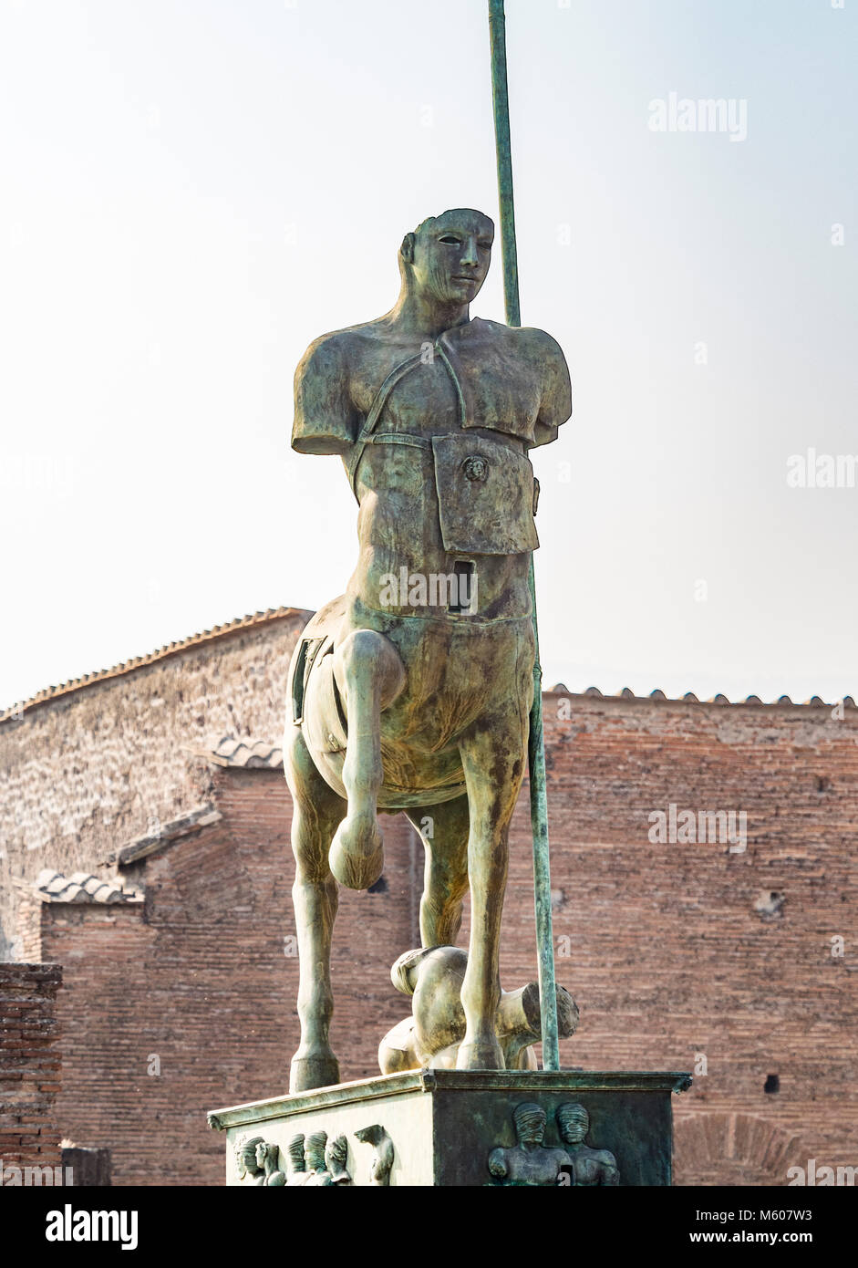 Bronze statue of Roman centaur statue by Polish sculptor Igor Mitoraj. Pompeii ruins, Italy. Stock Photo