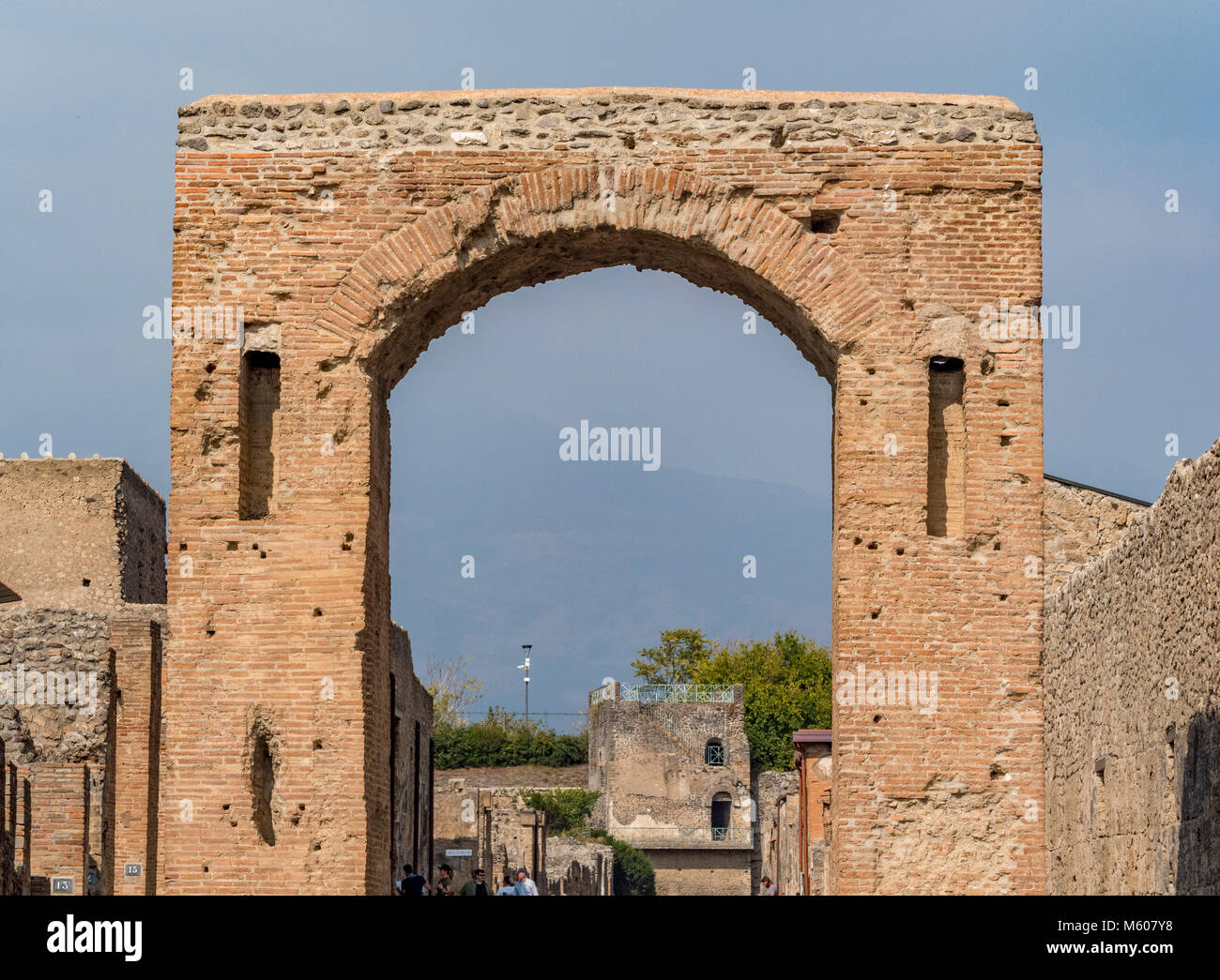 Large arch, Pompeii ruins, Italy. Stock Photo