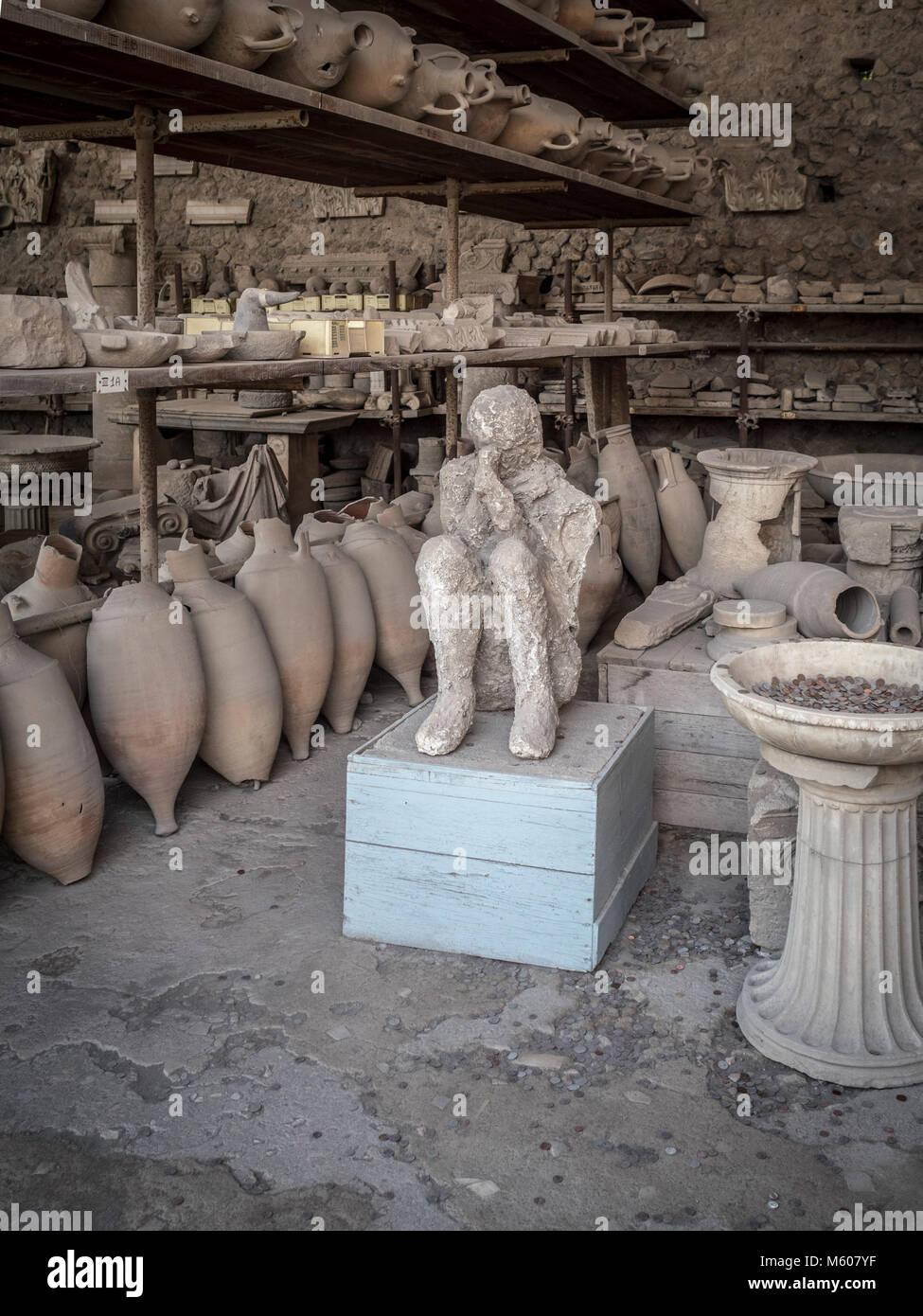 Plaster cast of a Pompeii victim, Italy. Stock Photo