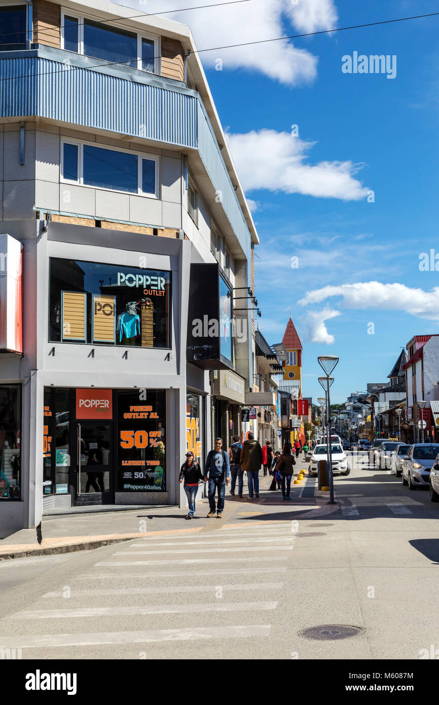 Retail shops in shipping port of Ushuaia; Argentina Stock Photo