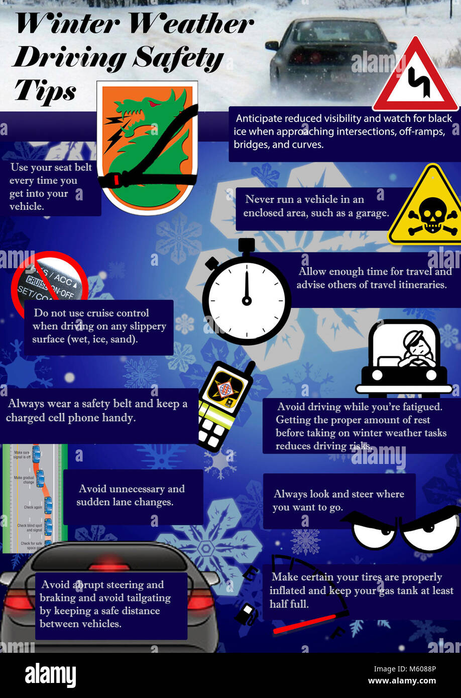 Winter Weather Driving Safety Tips Infographic Published Feb 21 Stock