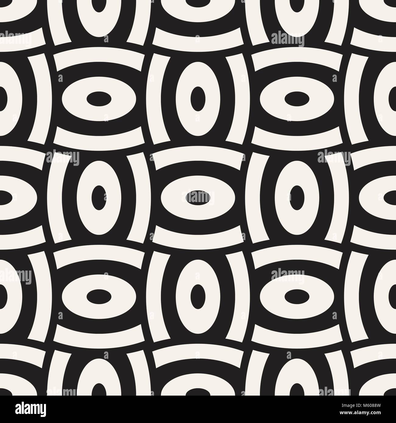 Vector geometric seamless pattern with curved shapes grid. Abstract ...