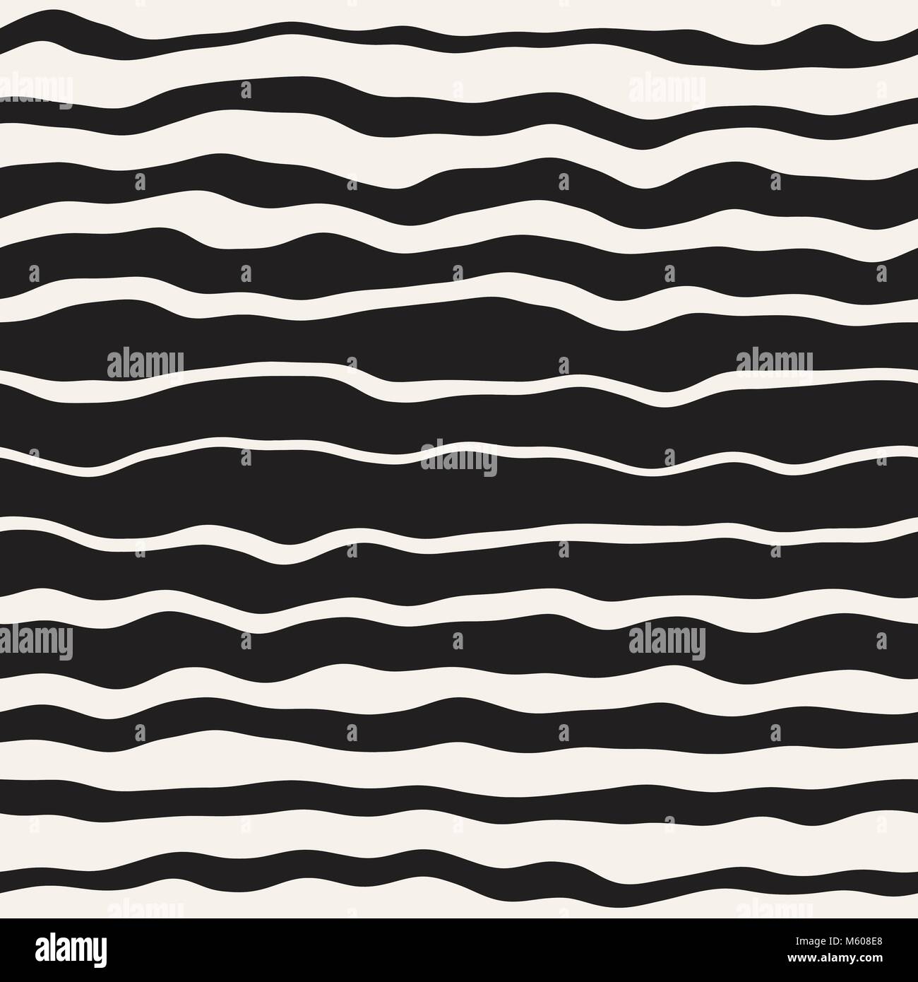 Vector seamless black and white hand drawn diagonal wavy lines pattern ...