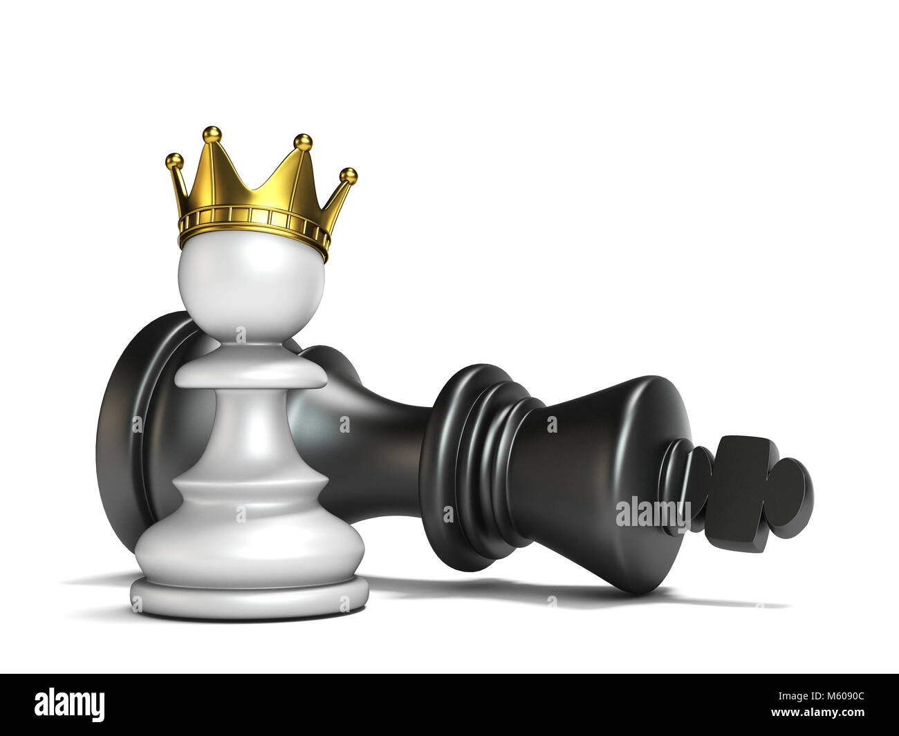 Black chess pawn piece isolated on white. 3D rendering. Stock
