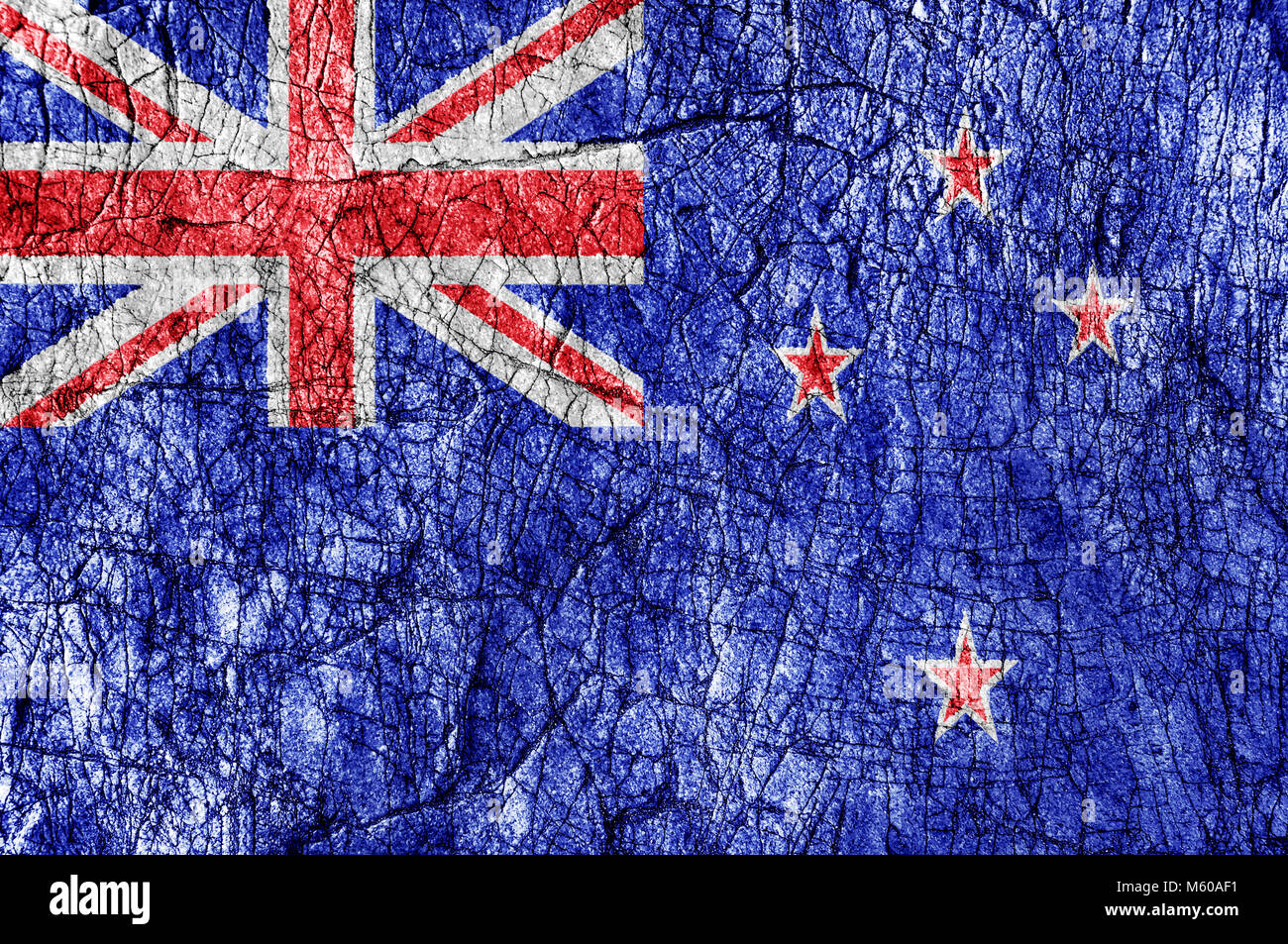 Grudge stone painted  New Zeland  flag Stock Photo