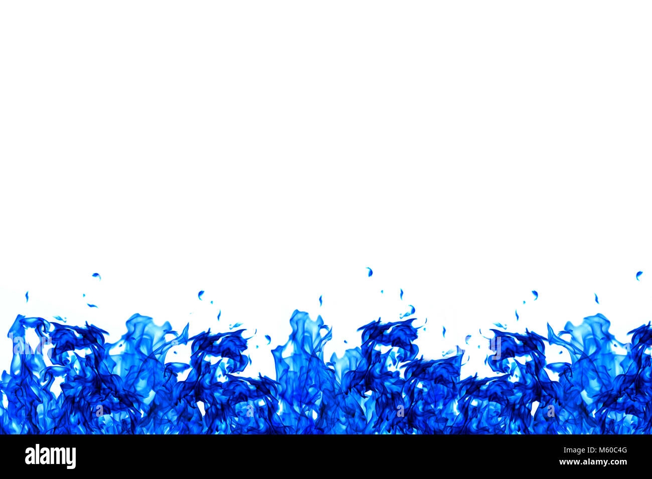 Blue fire wall on the bottom of white background Stock Photo