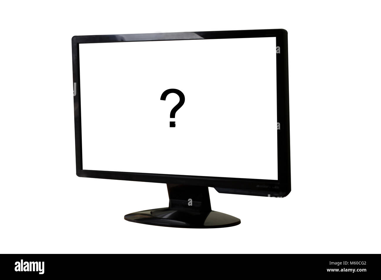 computer monitor with question mark on screen, isolated on white ...