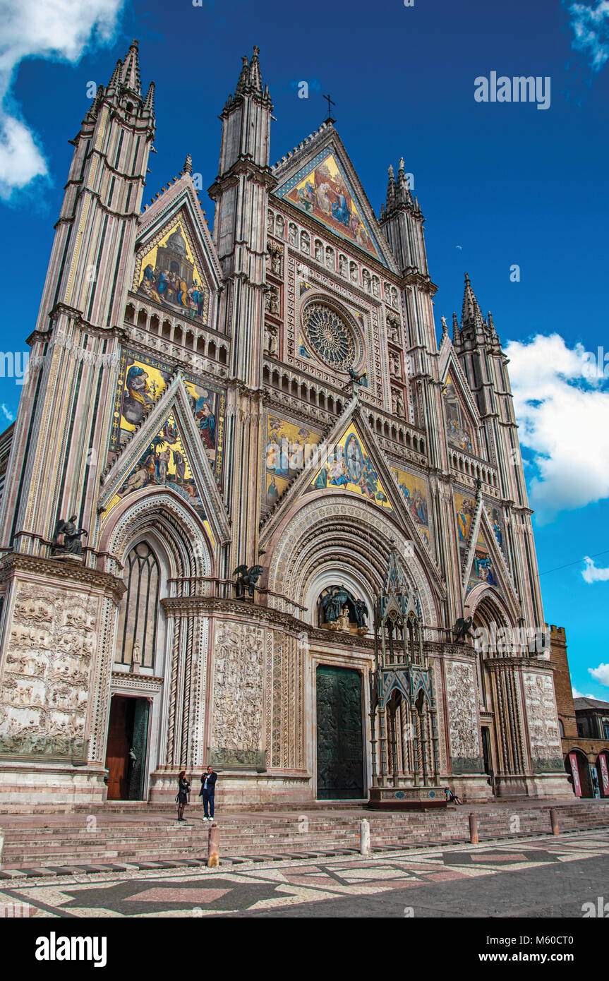 Orvieto, Italy. Facade View Of The Opulent And Monumental Orvieto 