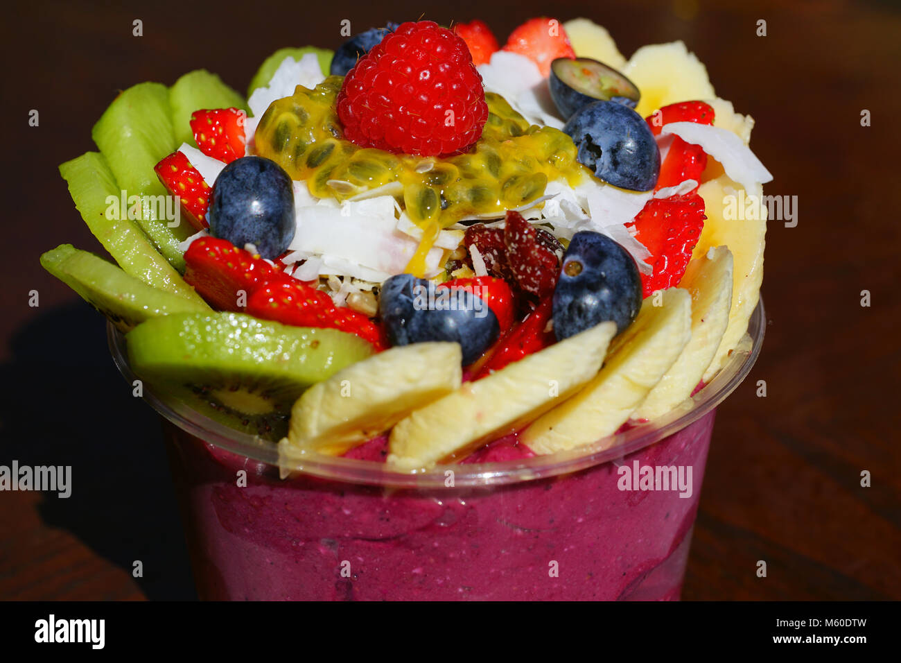 A vegan frozen acai bowl with fresh fruit Stock Photo Alamy