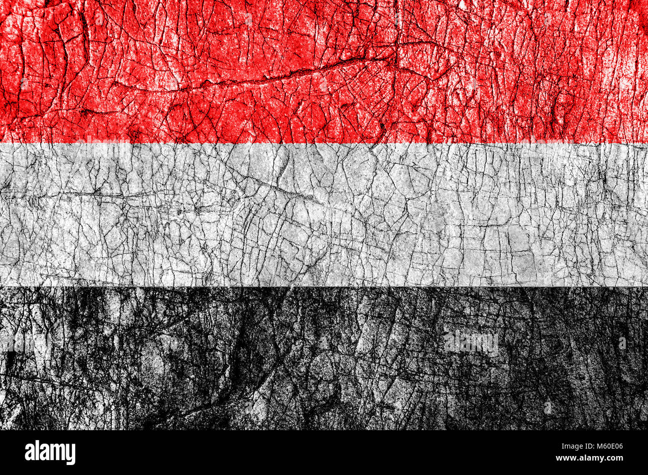 Grudge stone painted Yemen flag Stock Photo - Alamy